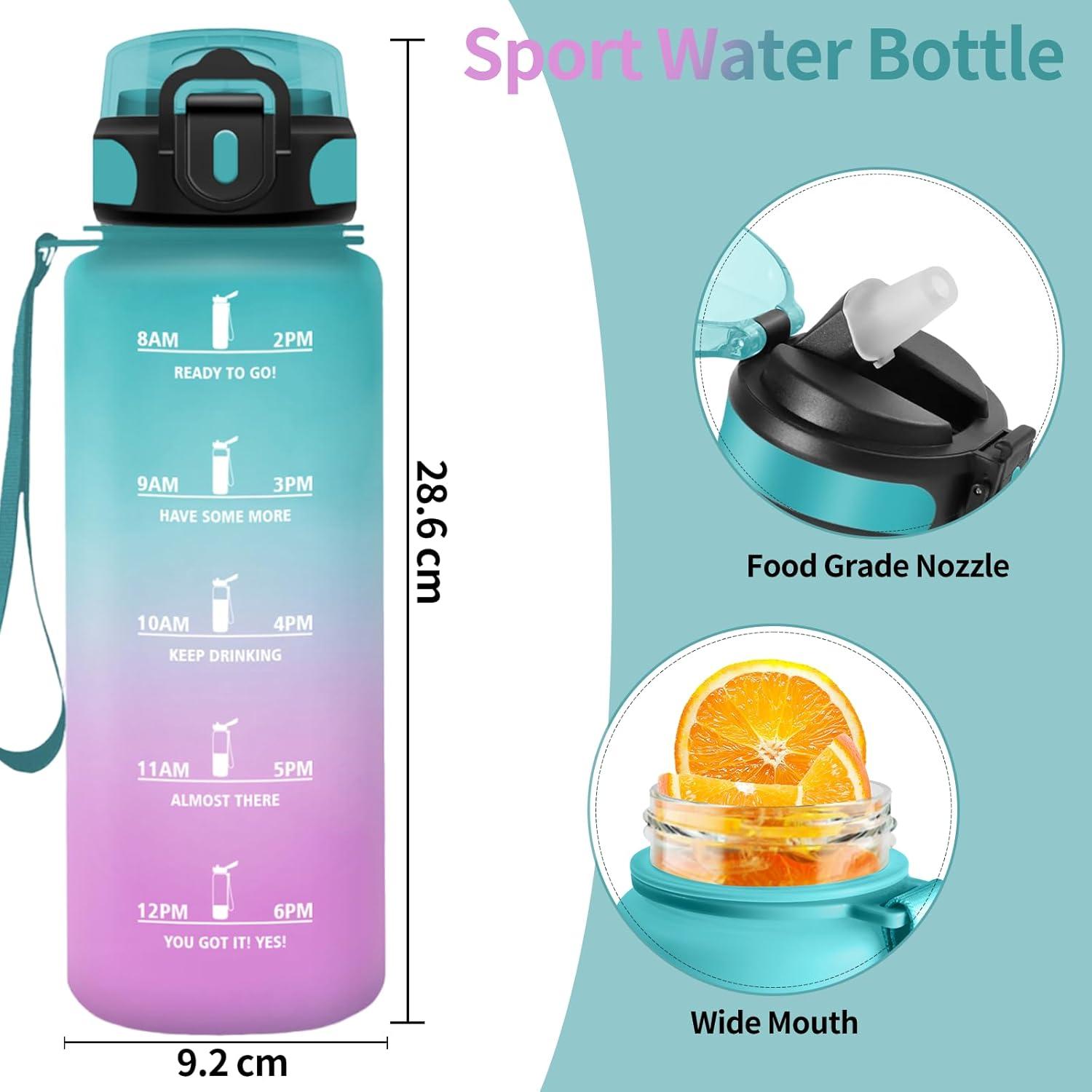 imageGourde 1500ML Avec de la Paille Gourdes Sport Sans BPA Gourde Paille Bouteille deau de Motivation avec Marqueur de Temps Bouteille Paille Adulte pour Salle de Sport Camping Vert foncampampGrisPinkcyanzz