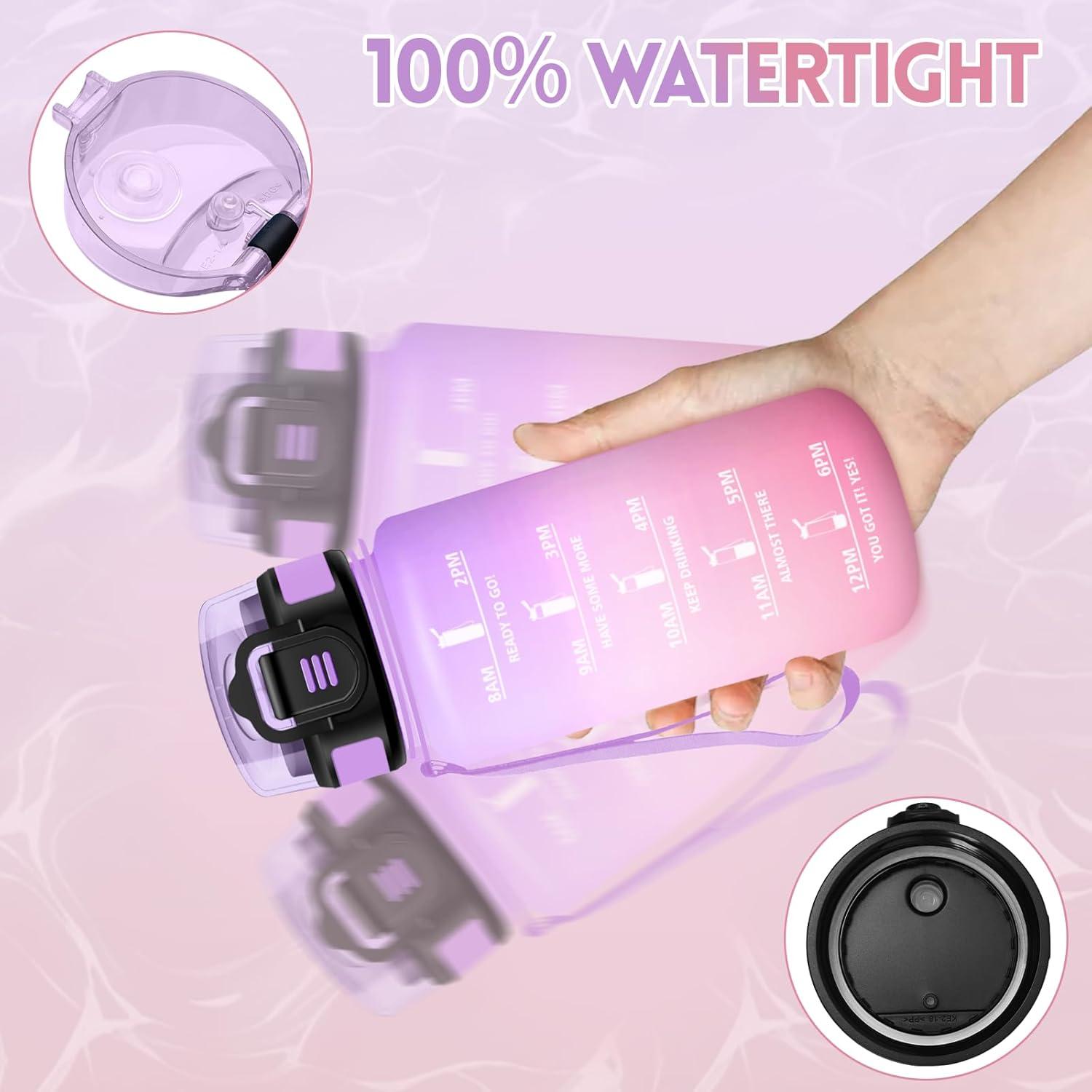 imageGourde 1500ML Avec de la Paille Gourdes Sport Sans BPA Gourde Paille Bouteille deau de Motivation avec Marqueur de Temps Bouteille Paille Adulte pour Salle de Sport Camping Vert foncampampGrisViolet Clairrose Clair500ml