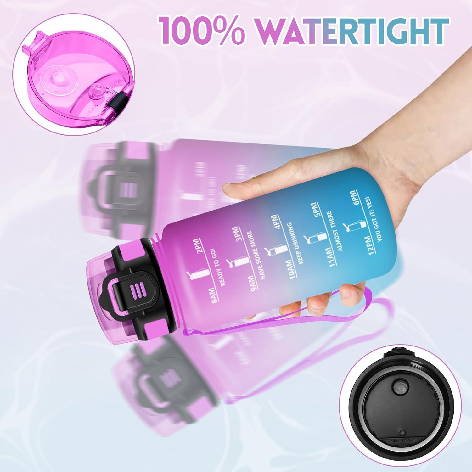 imageGourde 1500ML Avec de la Paille Gourdes Sport Sans BPA Gourde Paille Bouteille deau de Motivation avec Marqueur de Temps Bouteille Paille Adulte pour Salle de Sport Camping Vert foncampampGrisRosecyan500ml