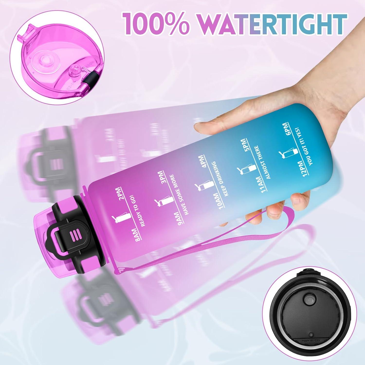 imageGourde 1500ML Avec de la Paille Gourdes Sport Sans BPA Gourde Paille Bouteille deau de Motivation avec Marqueur de Temps Bouteille Paille Adulte pour Salle de Sport Camping Vert foncampampGrisRosecyan1000ml