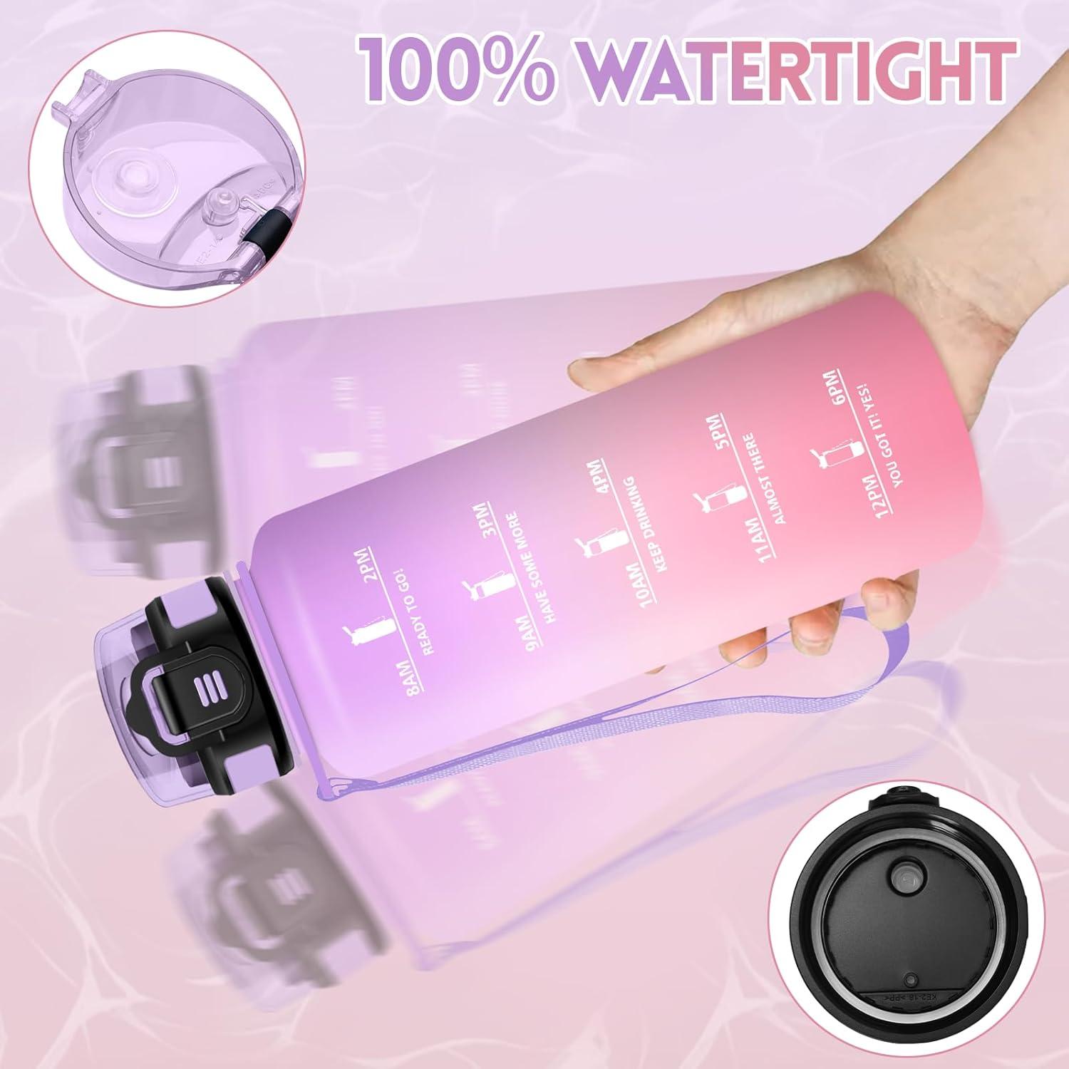 imageGourde 1500ML Avec de la Paille Gourdes Sport Sans BPA Gourde Paille Bouteille deau de Motivation avec Marqueur de Temps Bouteille Paille Adulte pour Salle de Sport Camping Vert foncampampGrisViolet Clairrose Clair1500ml