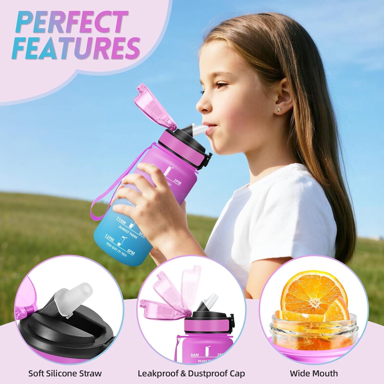 imageGourde 1500ML Avec de la Paille Gourdes Sport Sans BPA Gourde Paille Bouteille deau de Motivation avec Marqueur de Temps Bouteille Paille Adulte pour Salle de Sport Camping Vert foncampampGrisRosecyan500ml