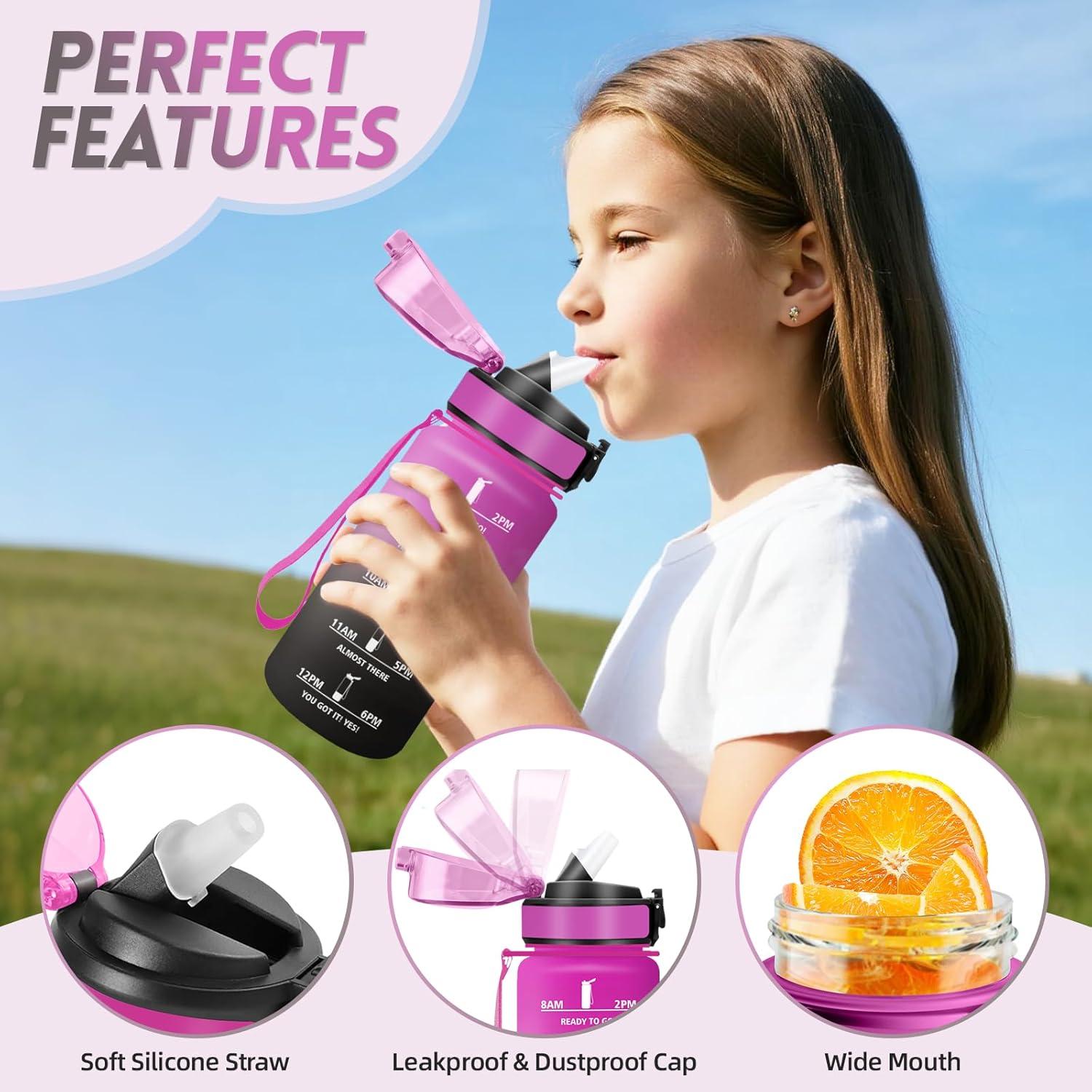 imageGourde 1500ML Avec de la Paille Gourdes Sport Sans BPA Gourde Paille Bouteille deau de Motivation avec Marqueur de Temps Bouteille Paille Adulte pour Salle de Sport Camping Vert foncampampGrisPourpre Rougetrenoir500ml
