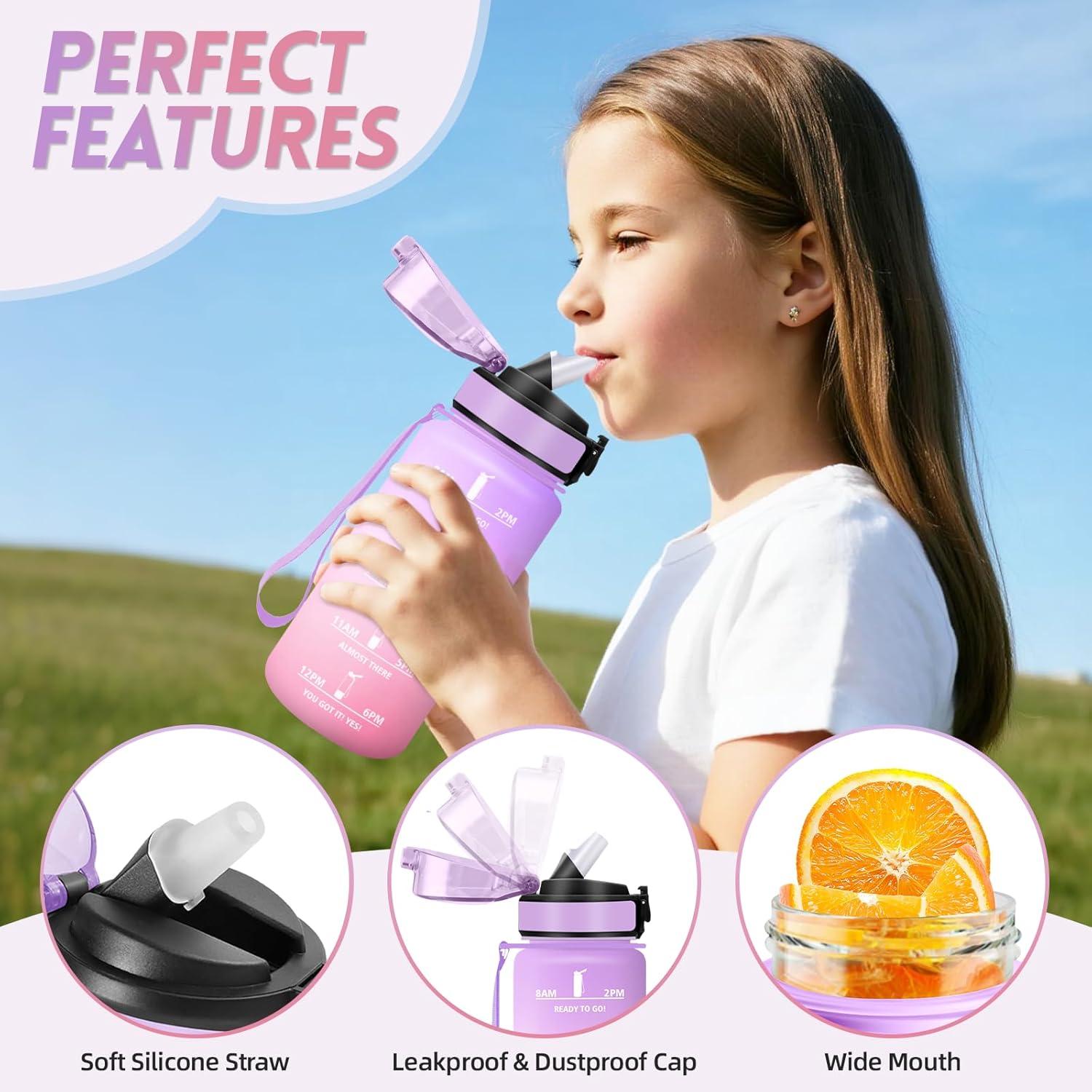 imageGourde 1500ML Avec de la Paille Gourdes Sport Sans BPA Gourde Paille Bouteille deau de Motivation avec Marqueur de Temps Bouteille Paille Adulte pour Salle de Sport Camping Vert foncampampGrisViolet Clairrose Clair500ml
