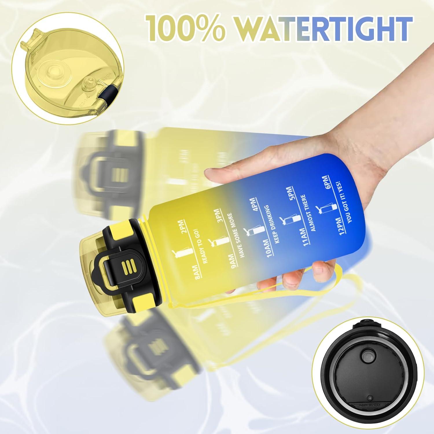 imageGourde 1500ML Avec de la Paille Gourdes Sport Sans BPA Gourde Paille Bouteille deau de Motivation avec Marqueur de Temps Bouteille Paille Adulte pour Salle de Sport Camping Vert foncampampGrisJaunebleu Roi500ml