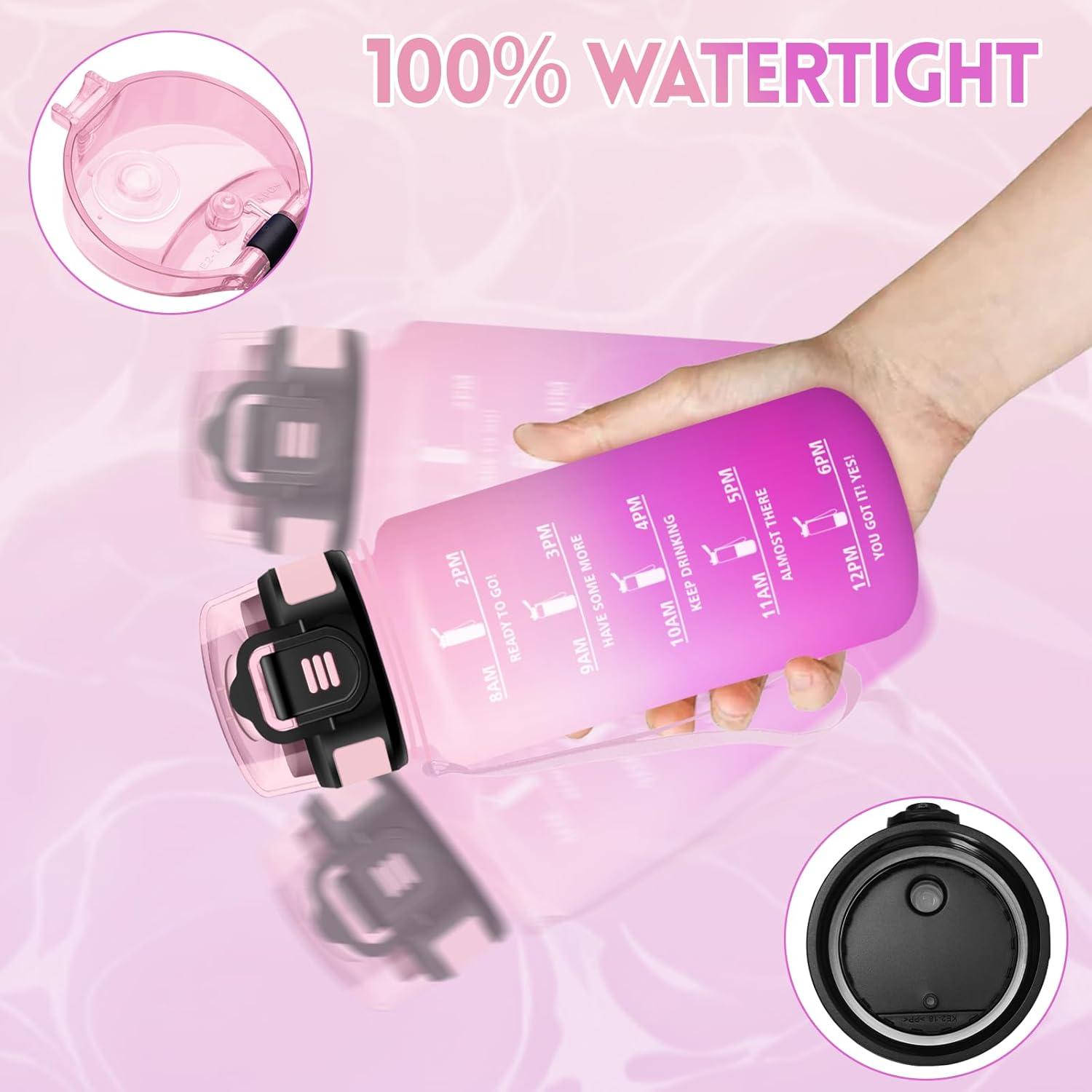 imageGourde 1500ML Avec de la Paille Gourdes Sport Sans BPA Gourde Paille Bouteille deau de Motivation avec Marqueur de Temps Bouteille Paille Adulte pour Salle de Sport Camping Vert foncampampGrisRose Clairros500ml