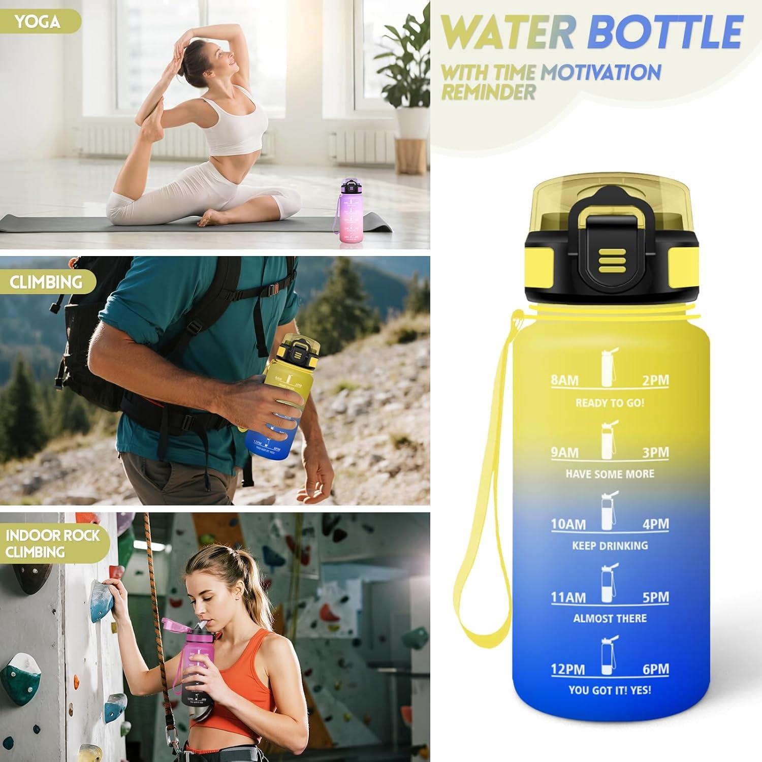 imageGourde 1500ML Avec de la Paille Gourdes Sport Sans BPA Gourde Paille Bouteille deau de Motivation avec Marqueur de Temps Bouteille Paille Adulte pour Salle de Sport Camping Vert foncampampGrisJaunebleu Roi500ml