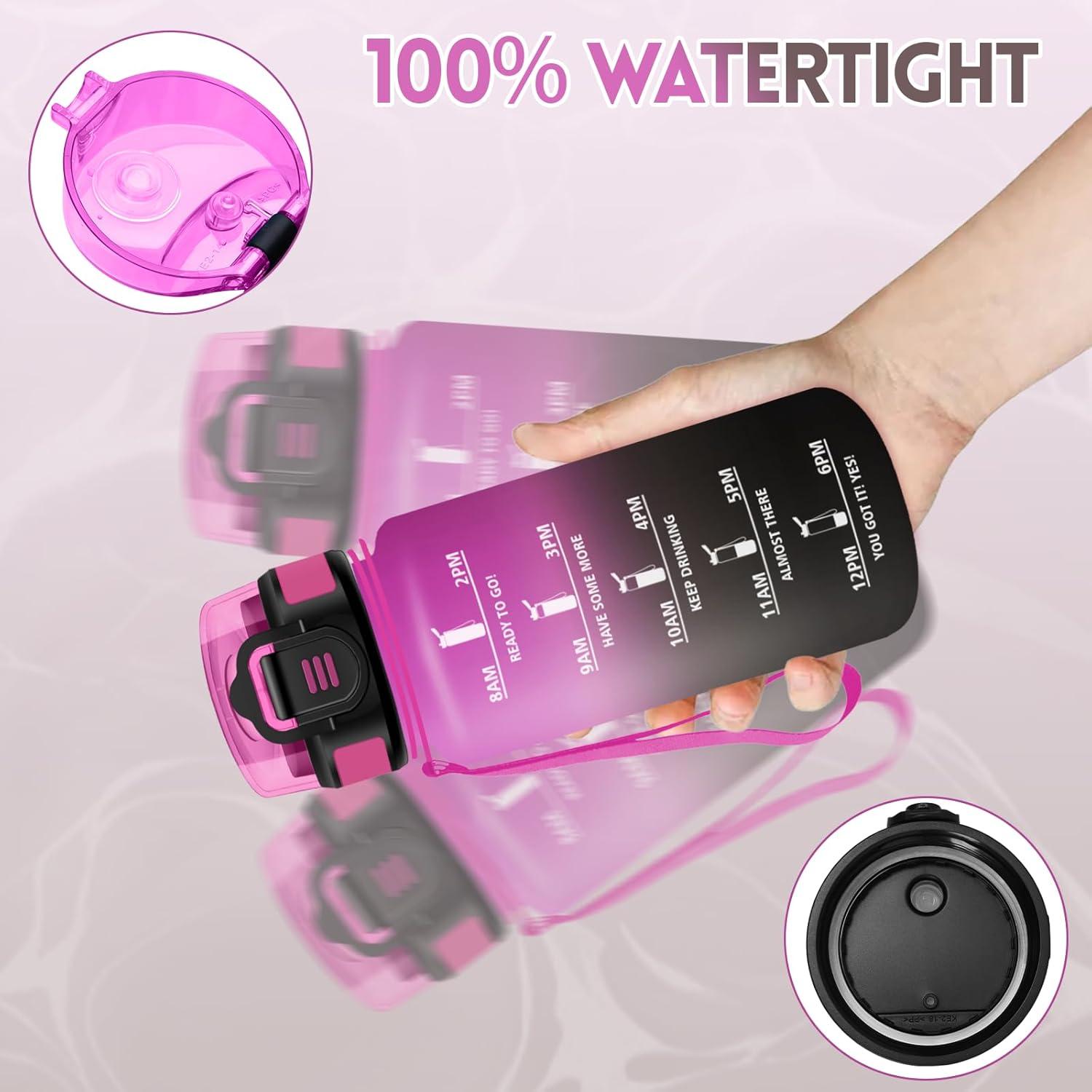 imageGourde 1500ML Avec de la Paille Gourdes Sport Sans BPA Gourde Paille Bouteille deau de Motivation avec Marqueur de Temps Bouteille Paille Adulte pour Salle de Sport Camping Vert foncampampGrisPourpre Rougetrenoir500ml