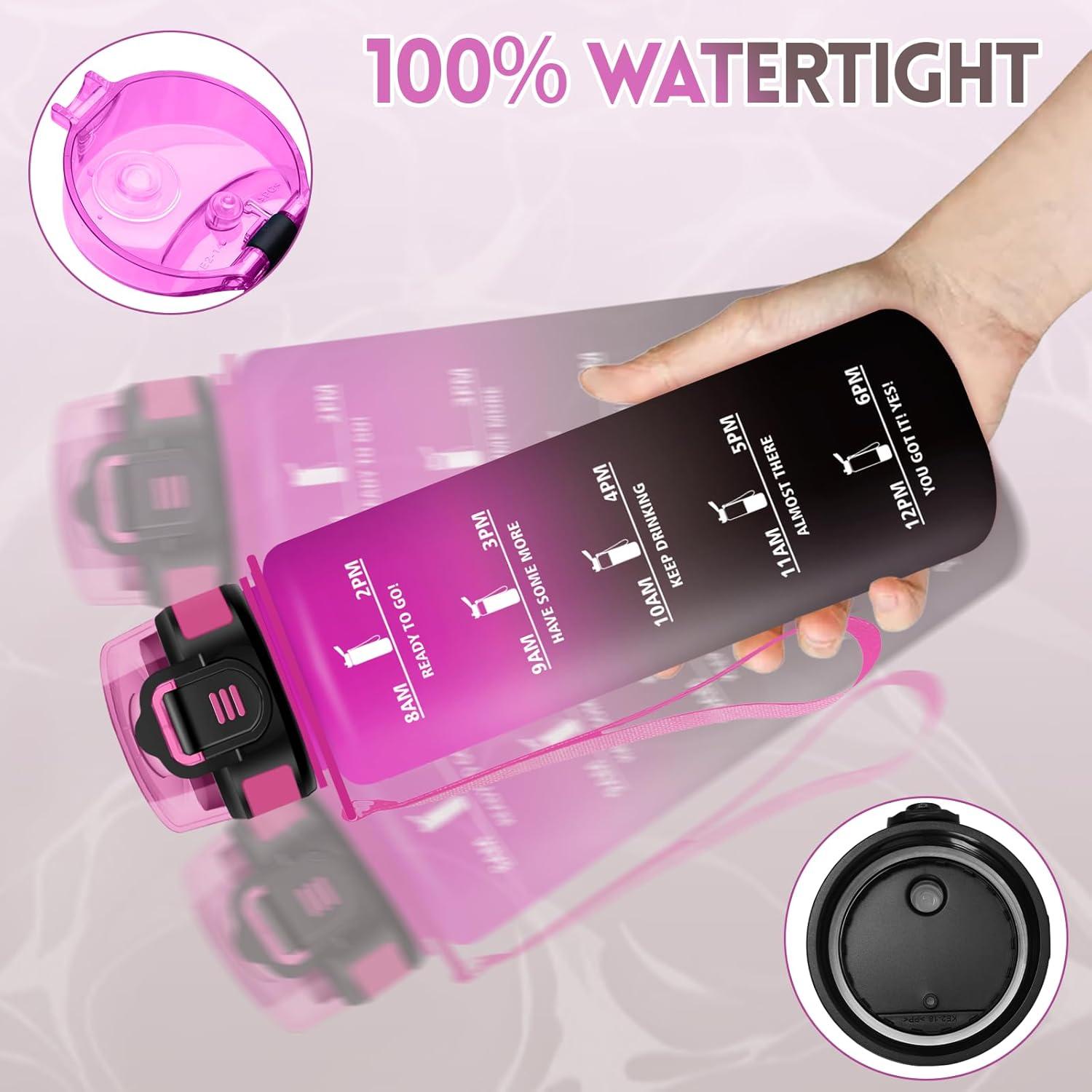 imageGourde 1500ML Avec de la Paille Gourdes Sport Sans BPA Gourde Paille Bouteille deau de Motivation avec Marqueur de Temps Bouteille Paille Adulte pour Salle de Sport Camping Vert foncampampGrisPourpre Rougetrenoir1000ml