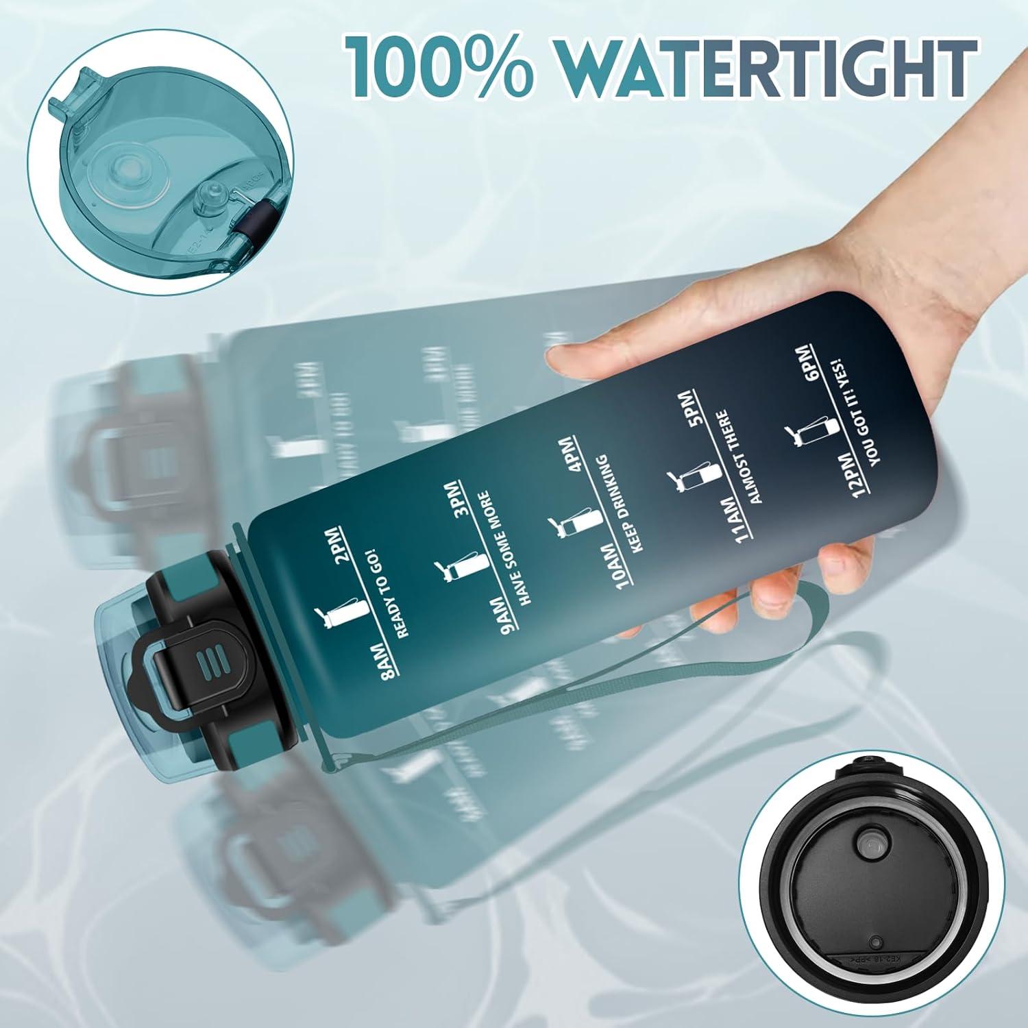 imageGourde 1500ML Avec de la Paille Gourdes Sport Sans BPA Gourde Paille Bouteille deau de Motivation avec Marqueur de Temps Bouteille Paille Adulte pour Salle de Sport Camping Vert foncampampGrisVert Foncgris1000ml