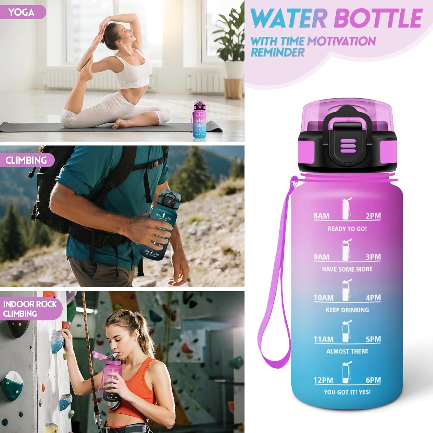 imageGourde 1500ML Avec de la Paille Gourdes Sport Sans BPA Gourde Paille Bouteille deau de Motivation avec Marqueur de Temps Bouteille Paille Adulte pour Salle de Sport Camping Vert foncampampGrisRosecyan500ml