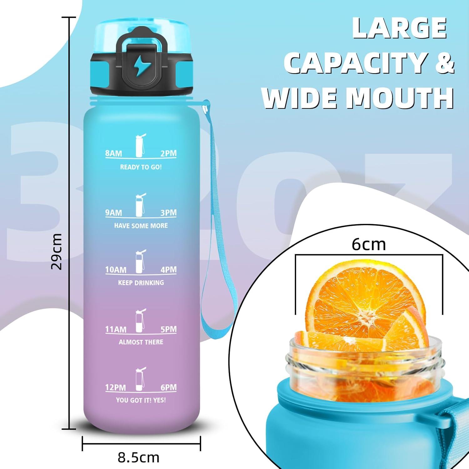 imageGrsta Gourde 1l Gourde Sport Avec Marqueur de Temps Gourdes Gradue pour 1 Journee avec Filtre Verrou de Scurit Anti Fuite Bouteille Motivationnelle pour Bureau Velo VoyageBleuviolet