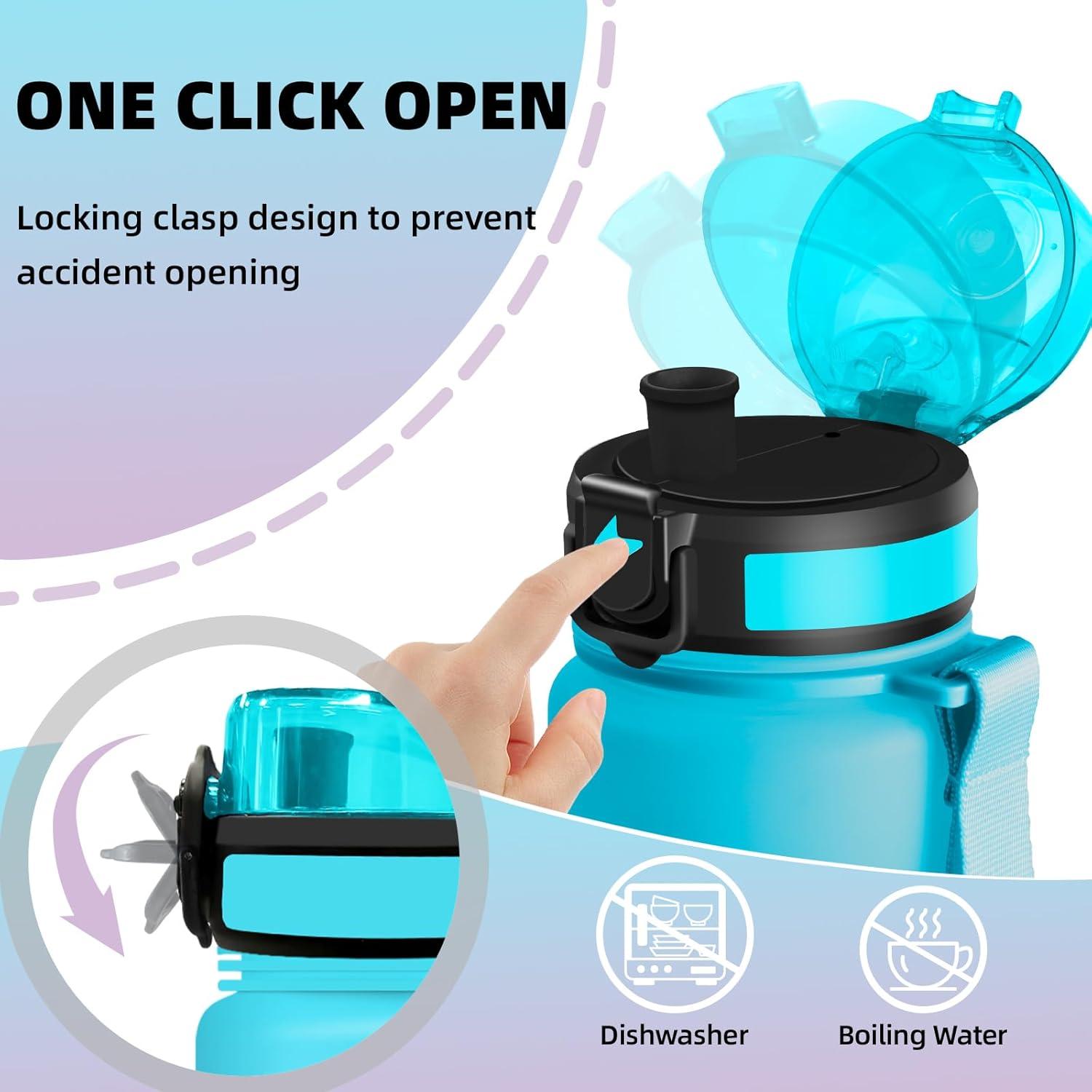 imageGrsta Gourde 1l Gourde Sport Avec Marqueur de Temps Gourdes Gradue pour 1 Journee avec Filtre Verrou de Scurit Anti Fuite Bouteille Motivationnelle pour Bureau Velo VoyageBleuviolet