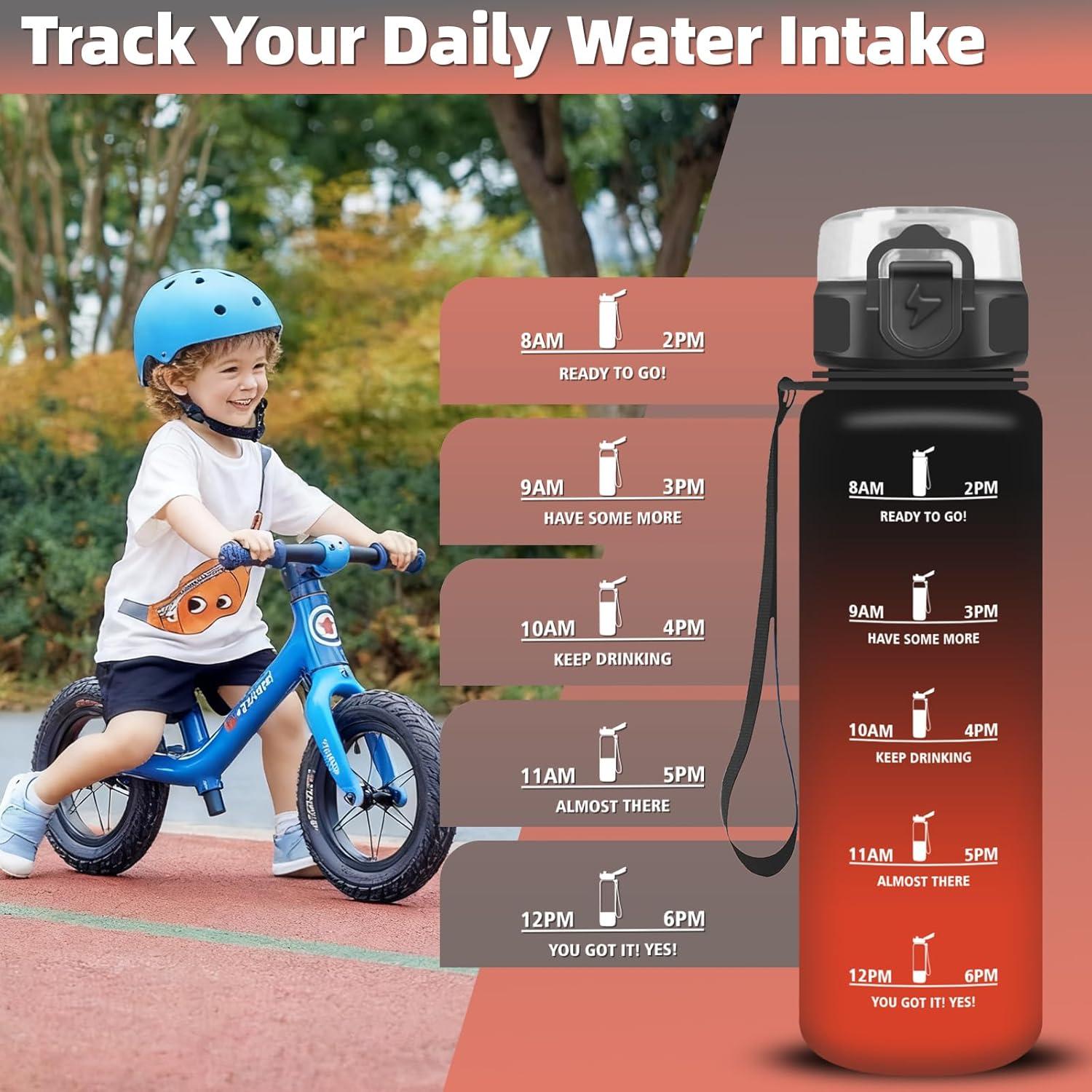 imageGrsta Gourde 1l Gourde Sport Avec Marqueur de Temps Gourdes Gradue pour 1 Journee avec Filtre Verrou de Scurit Anti Fuite Bouteille Motivationnelle pour Bureau Velo VoyageNoirrouge
