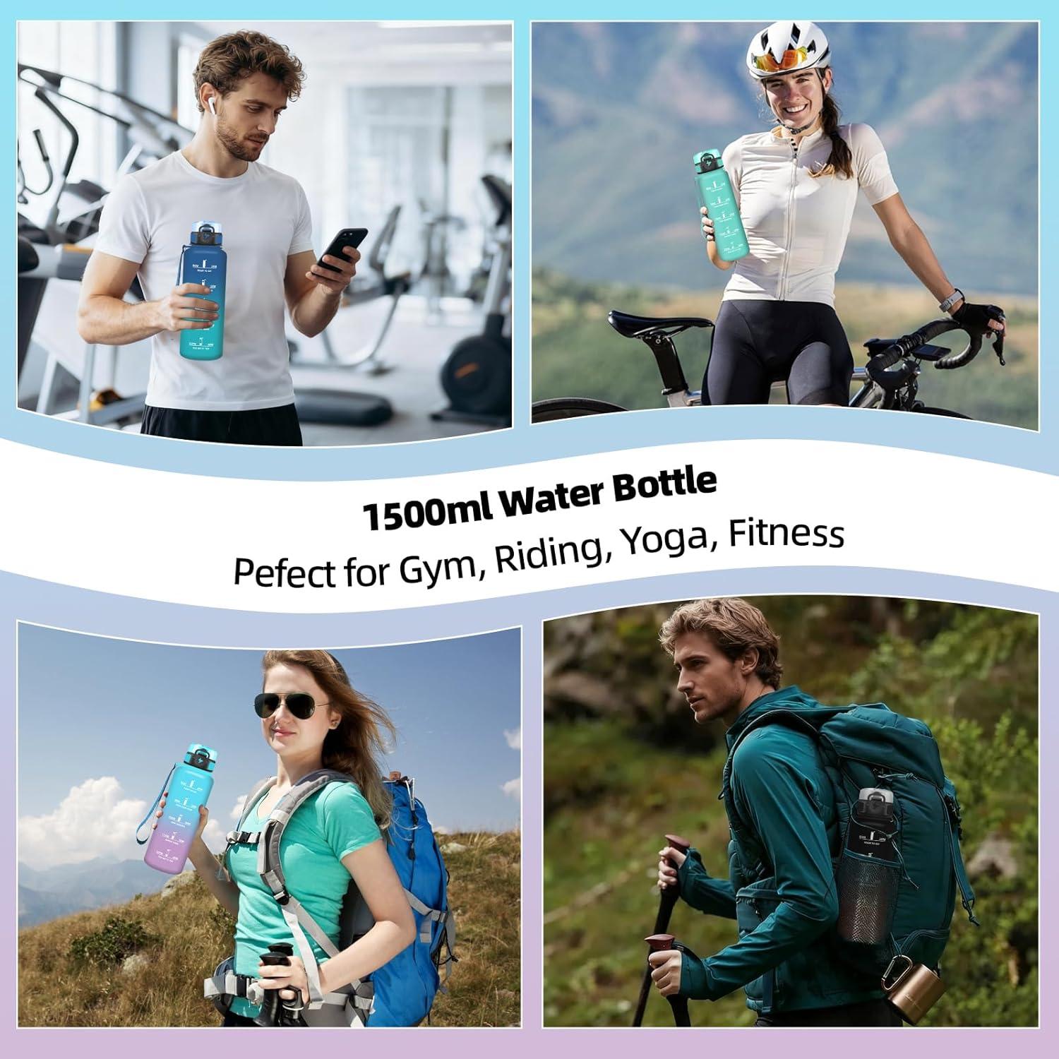 imageGrsta Gourde 1l Gourde Sport Avec Marqueur de Temps Gourdes Gradue pour 1 Journee avec Filtre Verrou de Scurit Anti Fuite Bouteille Motivationnelle pour Bureau Velo VoyageBleuviolet