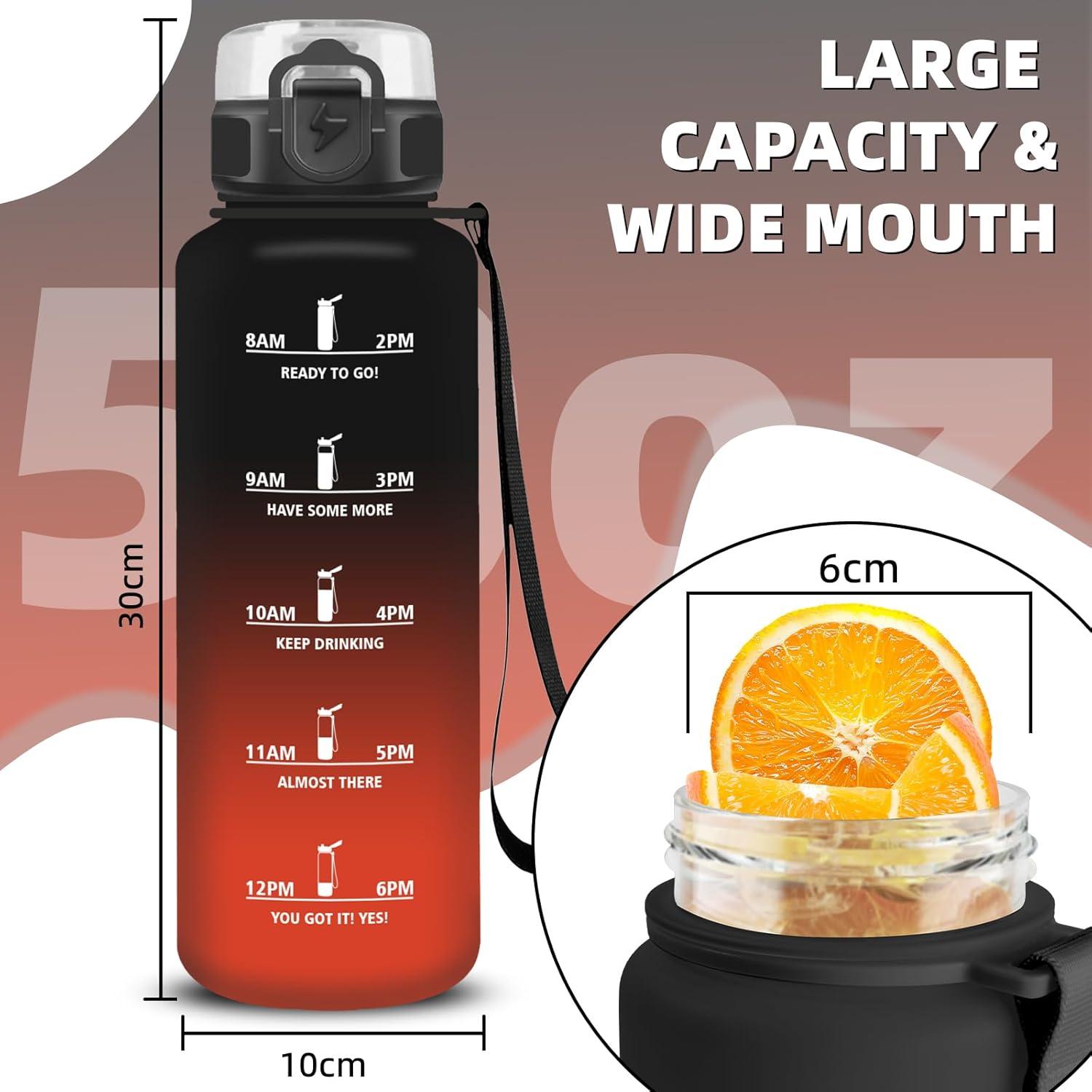 imageGrsta Gourde 1l Gourde Sport Avec Marqueur de Temps Gourdes Gradue pour 1 Journee avec Filtre Verrou de Scurit Anti Fuite Bouteille Motivationnelle pour Bureau Velo VoyageNoirrouge