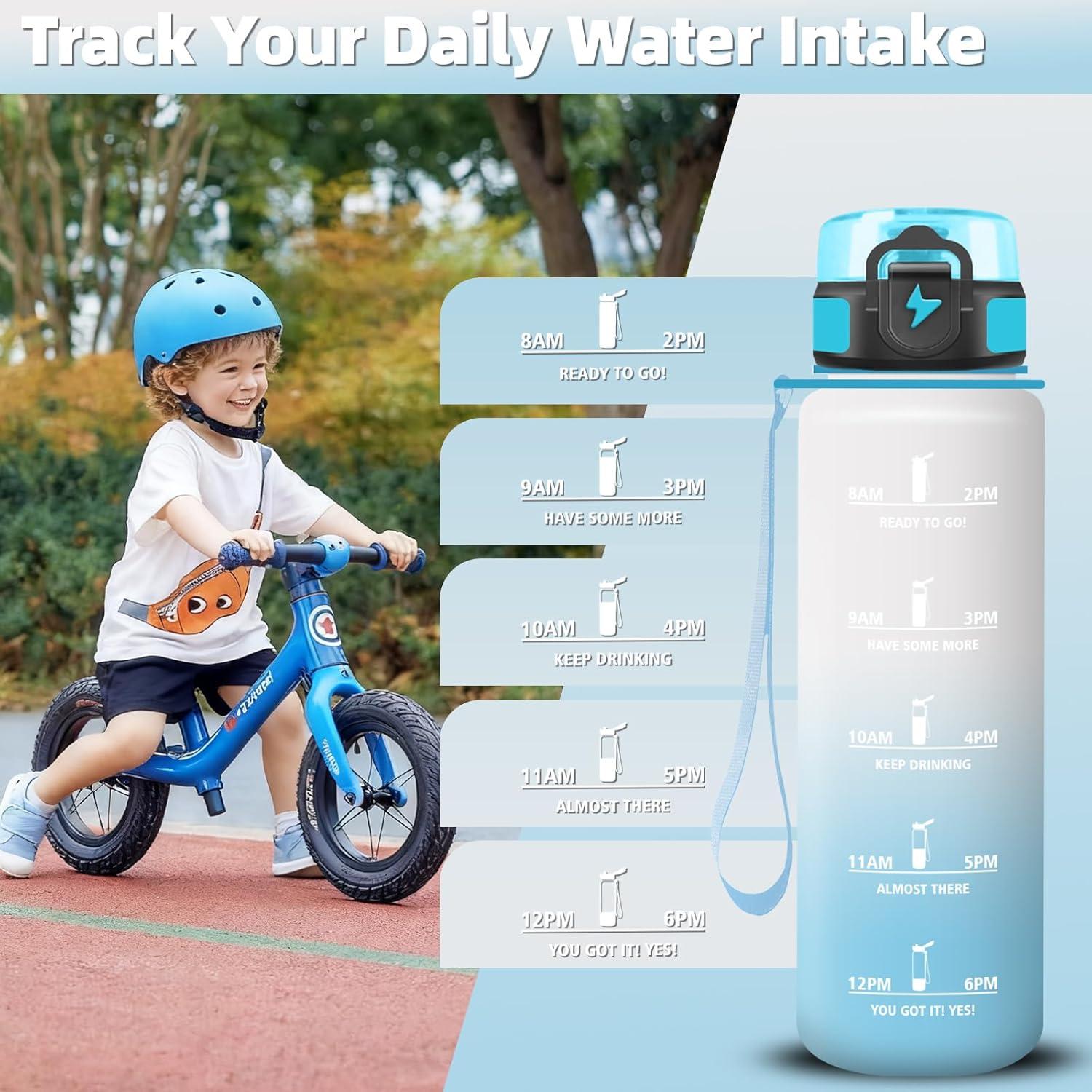 imageGrsta Gourde 1l Gourde Sport Avec Marqueur de Temps Gourdes Gradue pour 1 Journee avec Filtre Verrou de Scurit Anti Fuite Bouteille Motivationnelle pour Bureau Velo VoyageBlancbleu