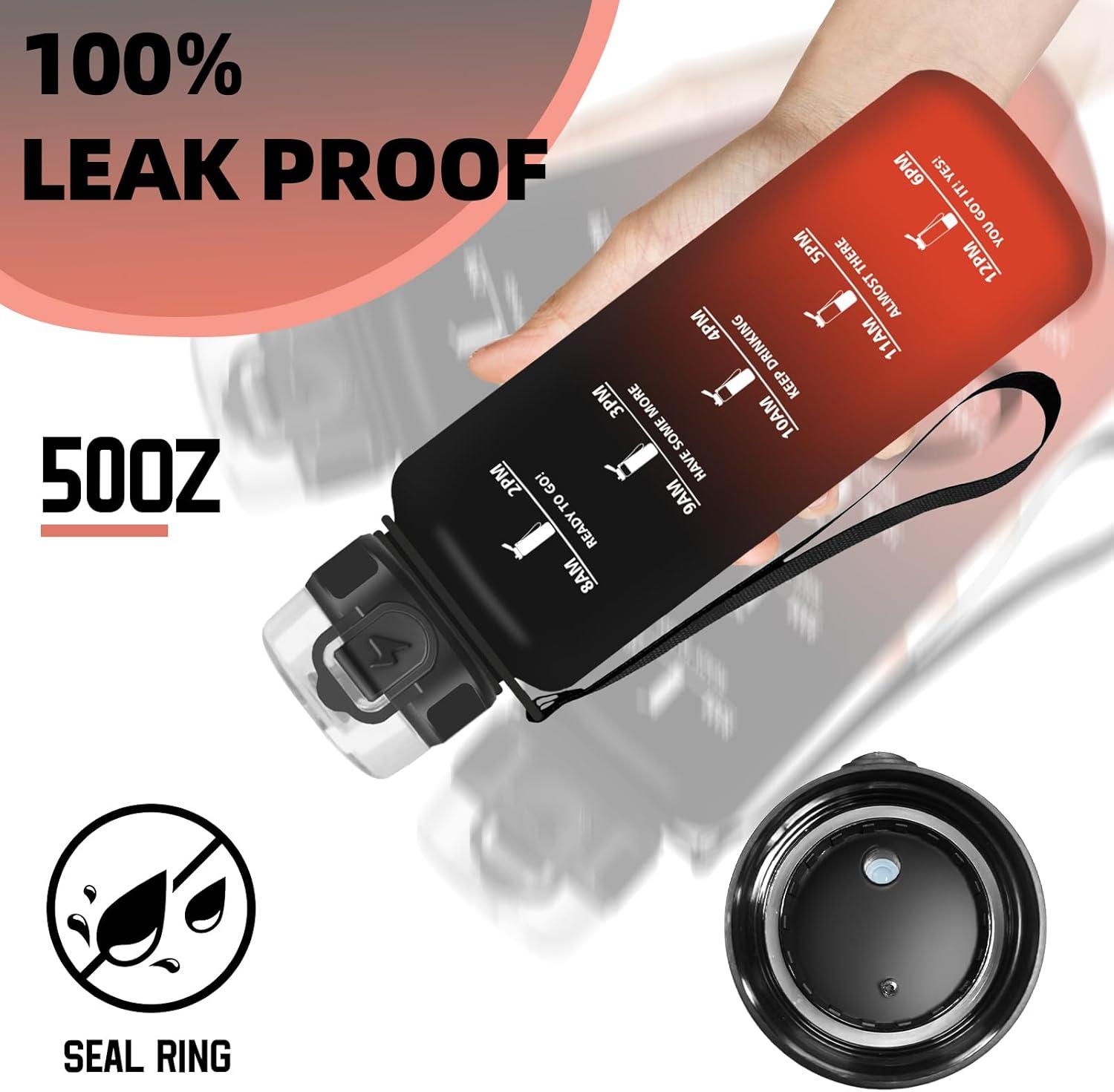 imageGrsta Gourde 1l Gourde Sport Avec Marqueur de Temps Gourdes Gradue pour 1 Journee avec Filtre Verrou de Scurit Anti Fuite Bouteille Motivationnelle pour Bureau Velo VoyageNoirrouge