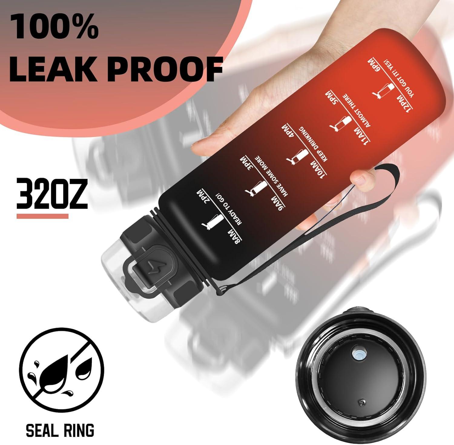 imageGrsta Gourde 1l Gourde Sport Avec Marqueur de Temps Gourdes Gradue pour 1 Journee avec Filtre Verrou de Scurit Anti Fuite Bouteille Motivationnelle pour Bureau Velo VoyageNoirrouge