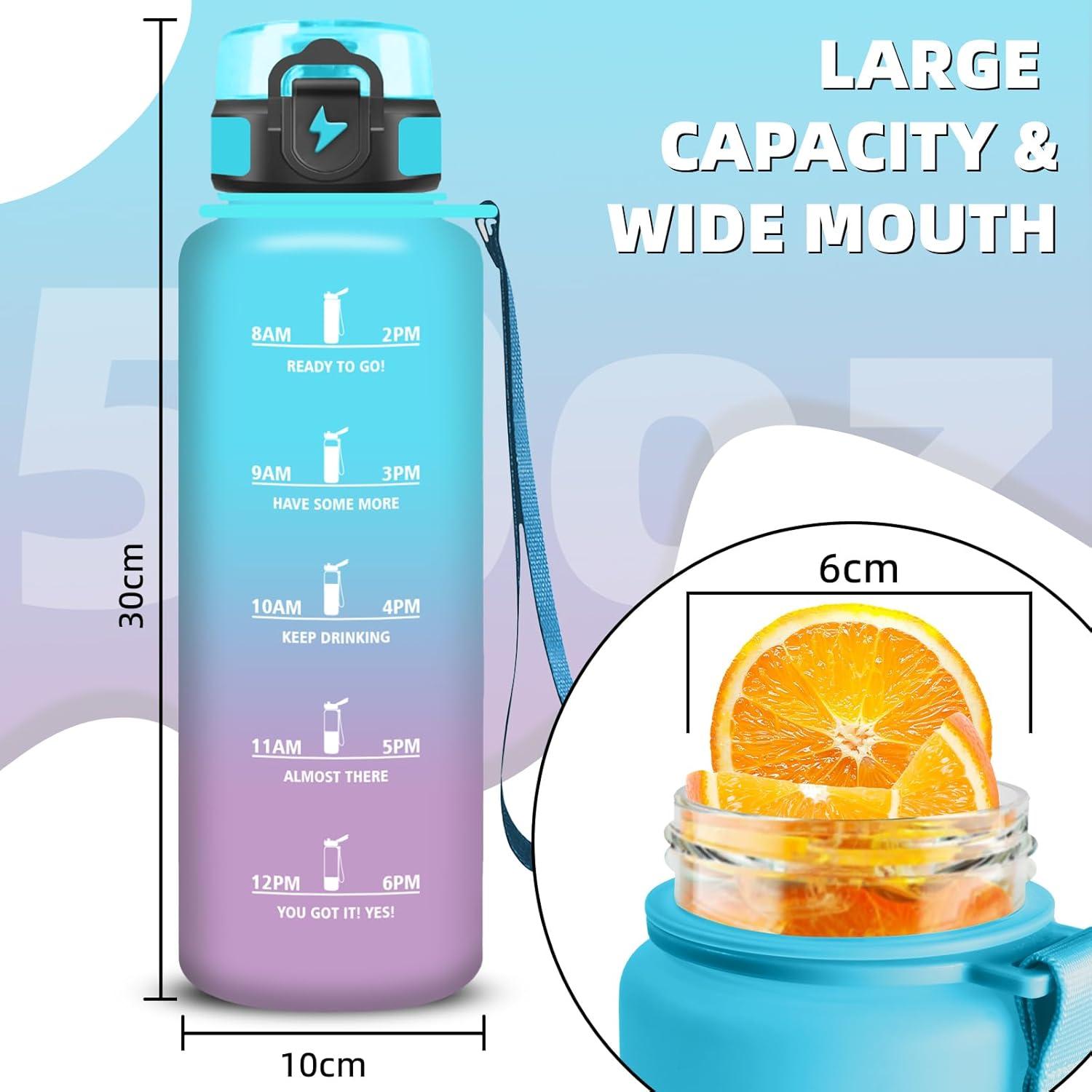 imageGrsta Gourde 1l Gourde Sport Avec Marqueur de Temps Gourdes Gradue pour 1 Journee avec Filtre Verrou de Scurit Anti Fuite Bouteille Motivationnelle pour Bureau Velo VoyageBleuviolet