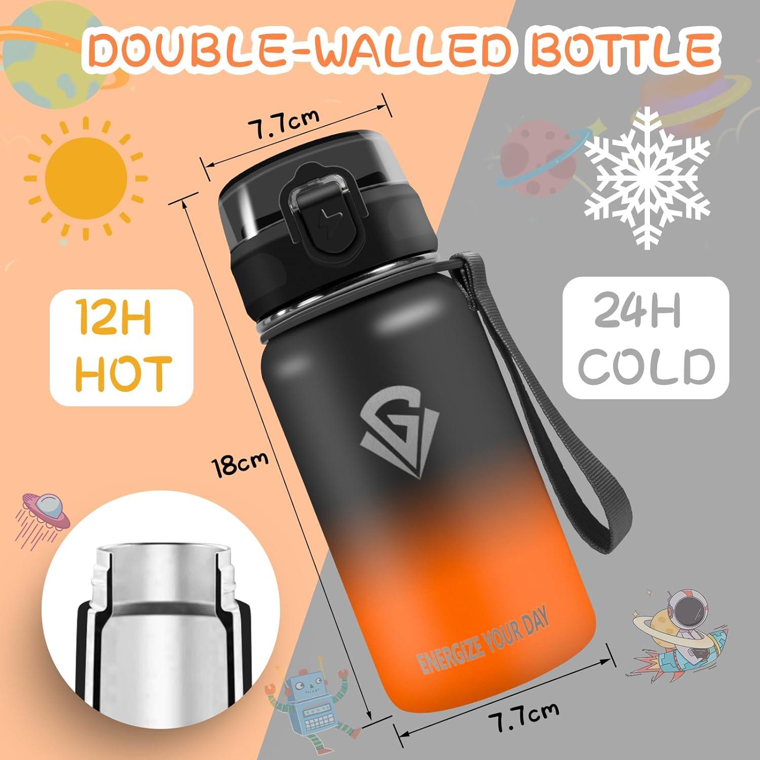 imageGrsta gourde Isotherme 1L Paille sans BPA Bouteille sous Vide Double Paroi AntiFuite Mtal Sport Camping GymBlackred