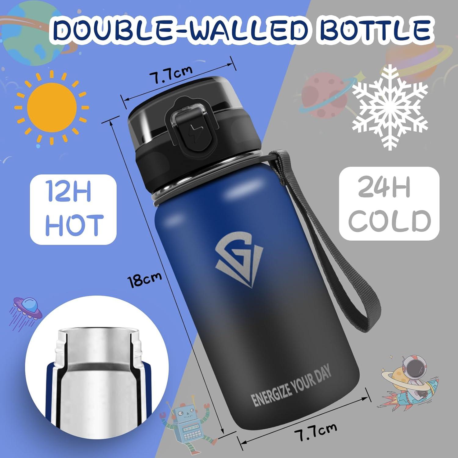 imageGrsta gourde Isotherme 1L Paille sans BPA Bouteille sous Vide Double Paroi AntiFuite Mtal Sport Camping GymBlueblack