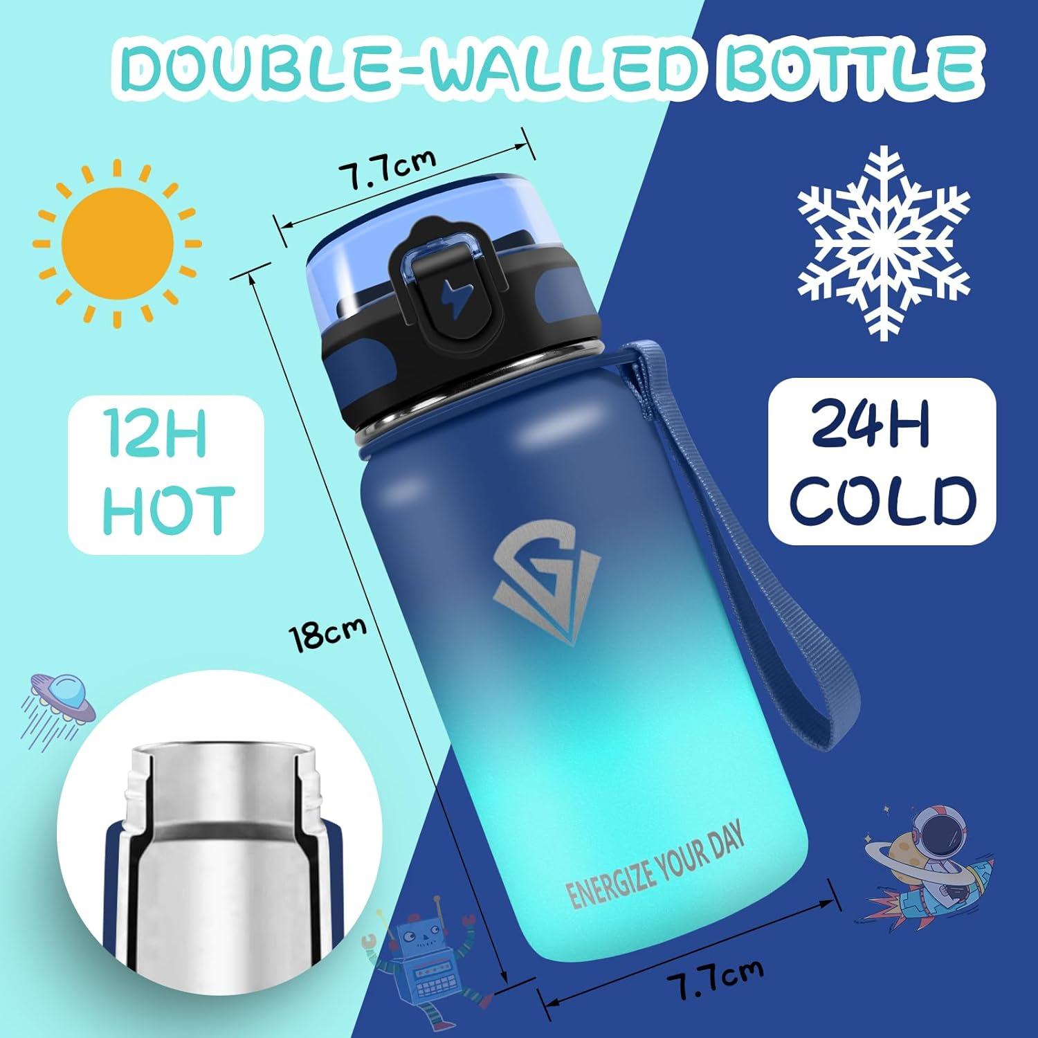 imageGrsta gourde Isotherme 1L Paille sans BPA Bouteille sous Vide Double Paroi AntiFuite Mtal Sport Camping GymBluegreen
