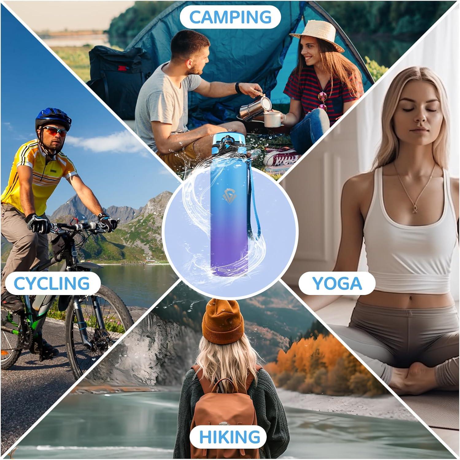 imageGrsta gourde Isotherme 1L Paille sans BPA Bouteille sous Vide Double Paroi AntiFuite Mtal Sport Camping GymBluepurple