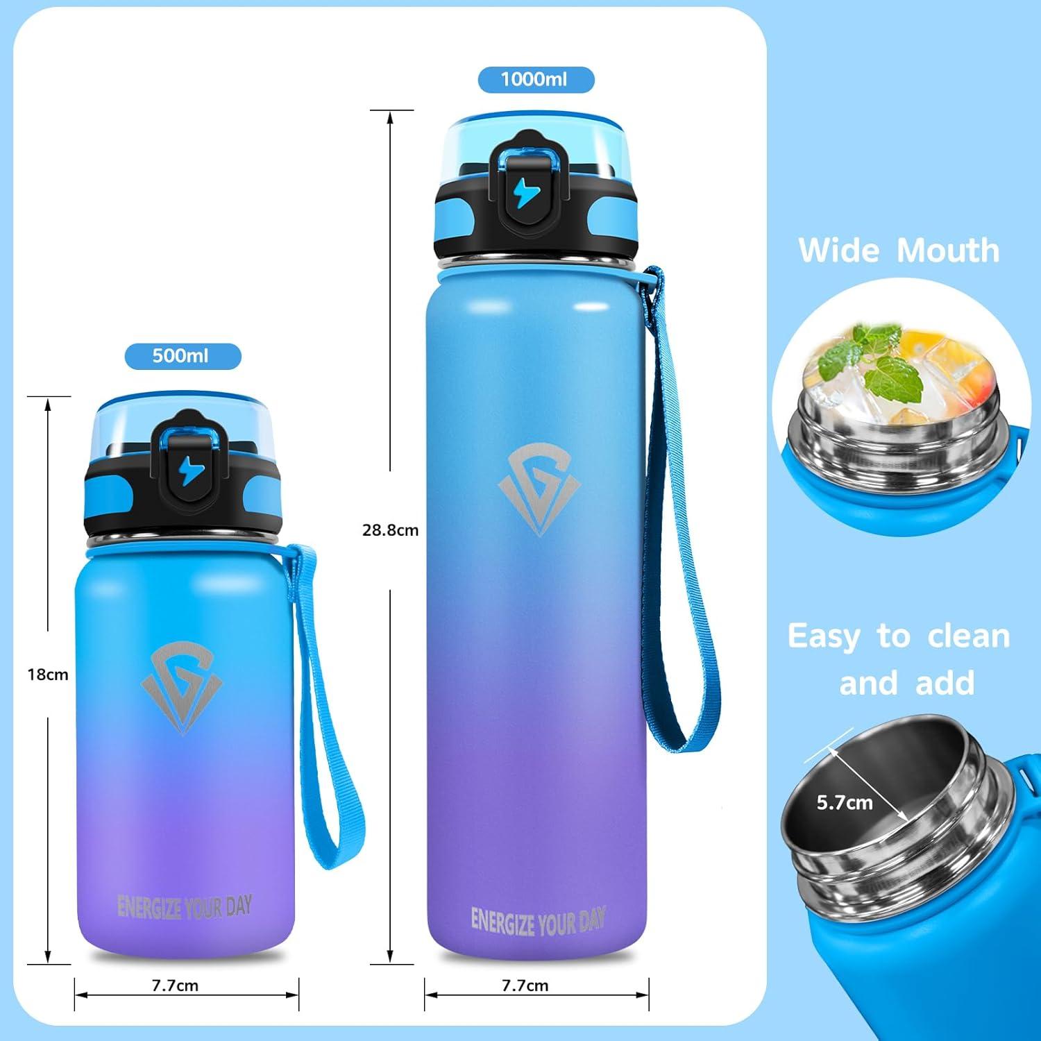 imageGrsta gourde Isotherme 1L Paille sans BPA Bouteille sous Vide Double Paroi AntiFuite Mtal Sport Camping GymBluepurple