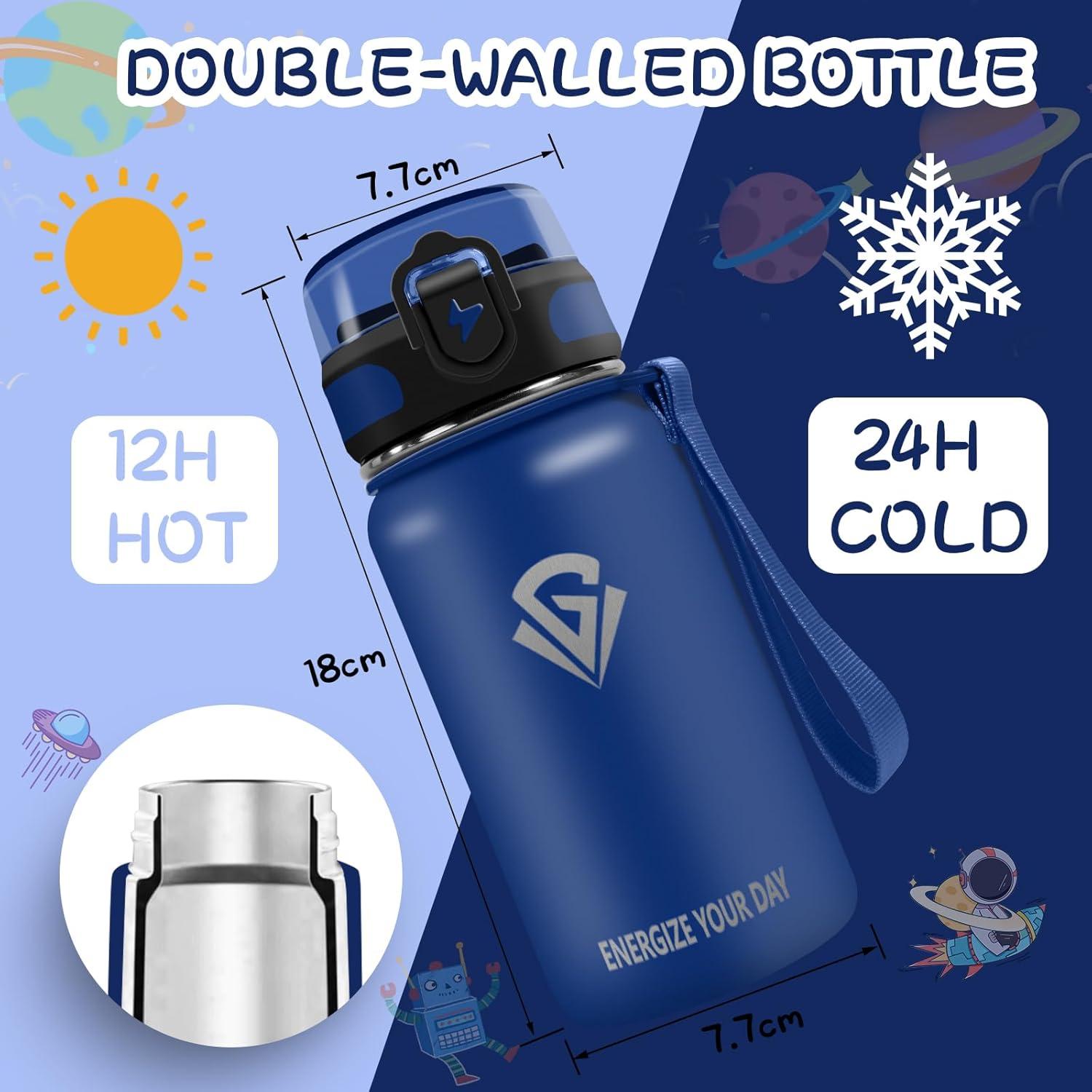 imageGrsta gourde Isotherme 1L Paille sans BPA Bouteille sous Vide Double Paroi AntiFuite Mtal Sport Camping GymDark Blue
