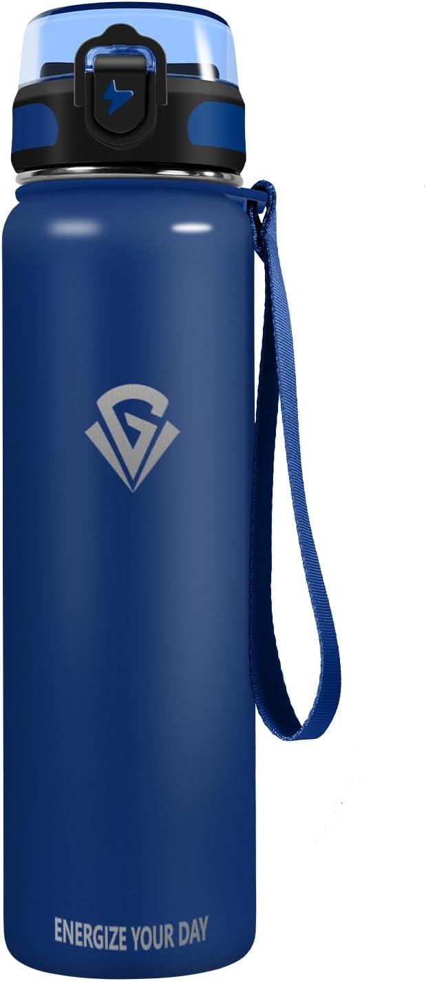 imageGrsta gourde Isotherme 1L Paille sans BPA Bouteille sous Vide Double Paroi AntiFuite Mtal Sport Camping GymDark Blue
