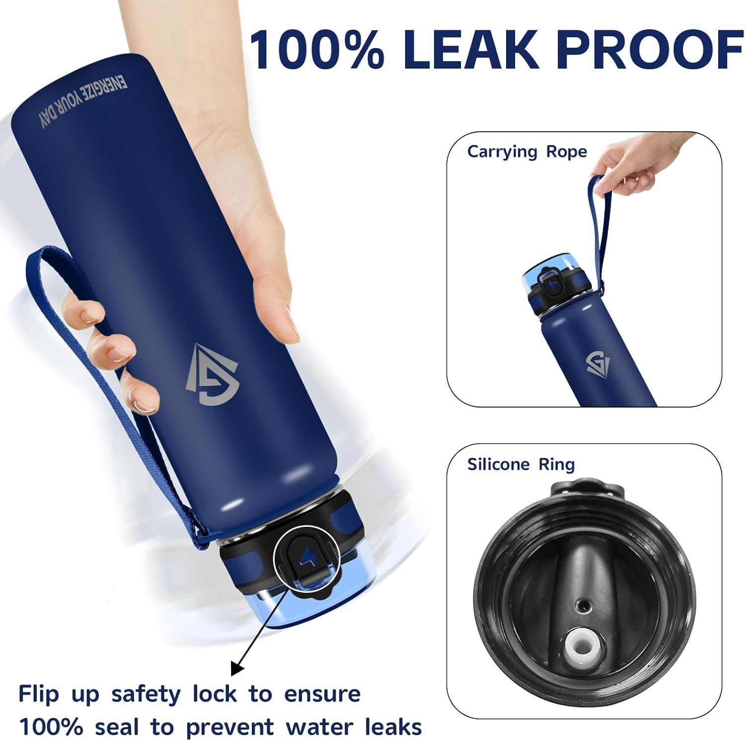 imageGrsta gourde Isotherme 1L Paille sans BPA Bouteille sous Vide Double Paroi AntiFuite Mtal Sport Camping GymDark Blue