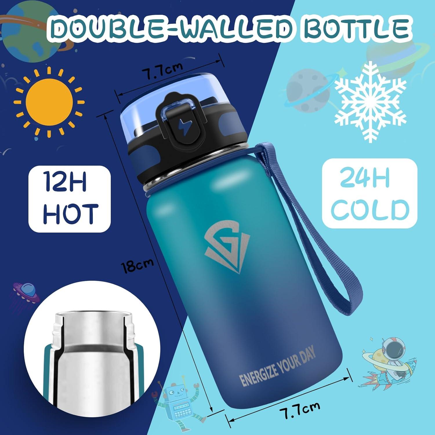 imageGrsta gourde Isotherme 1L Paille sans BPA Bouteille sous Vide Double Paroi AntiFuite Mtal Sport Camping GymDark Greenblue