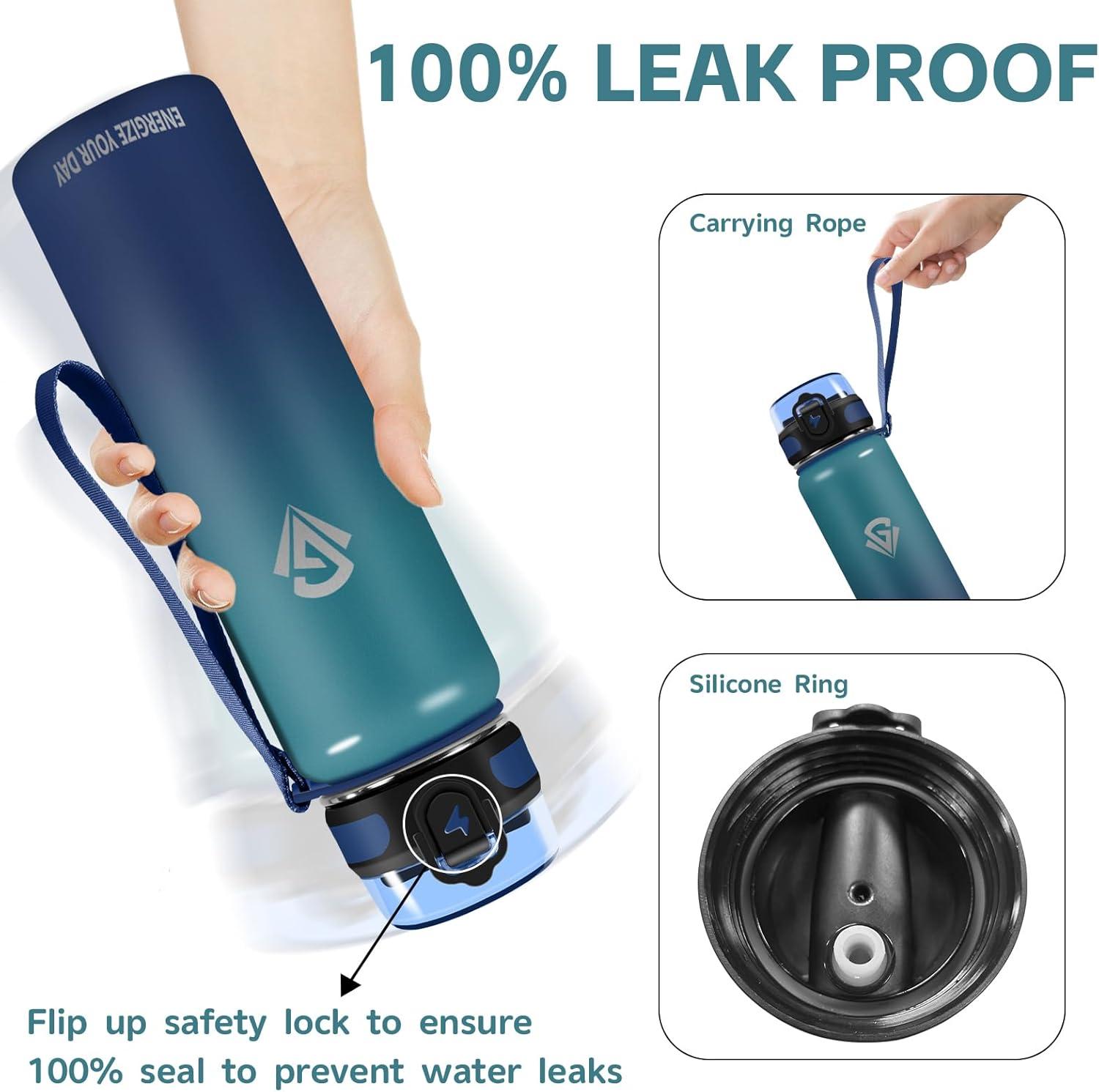 imageGrsta gourde Isotherme 1L Paille sans BPA Bouteille sous Vide Double Paroi AntiFuite Mtal Sport Camping GymDark Greenblue