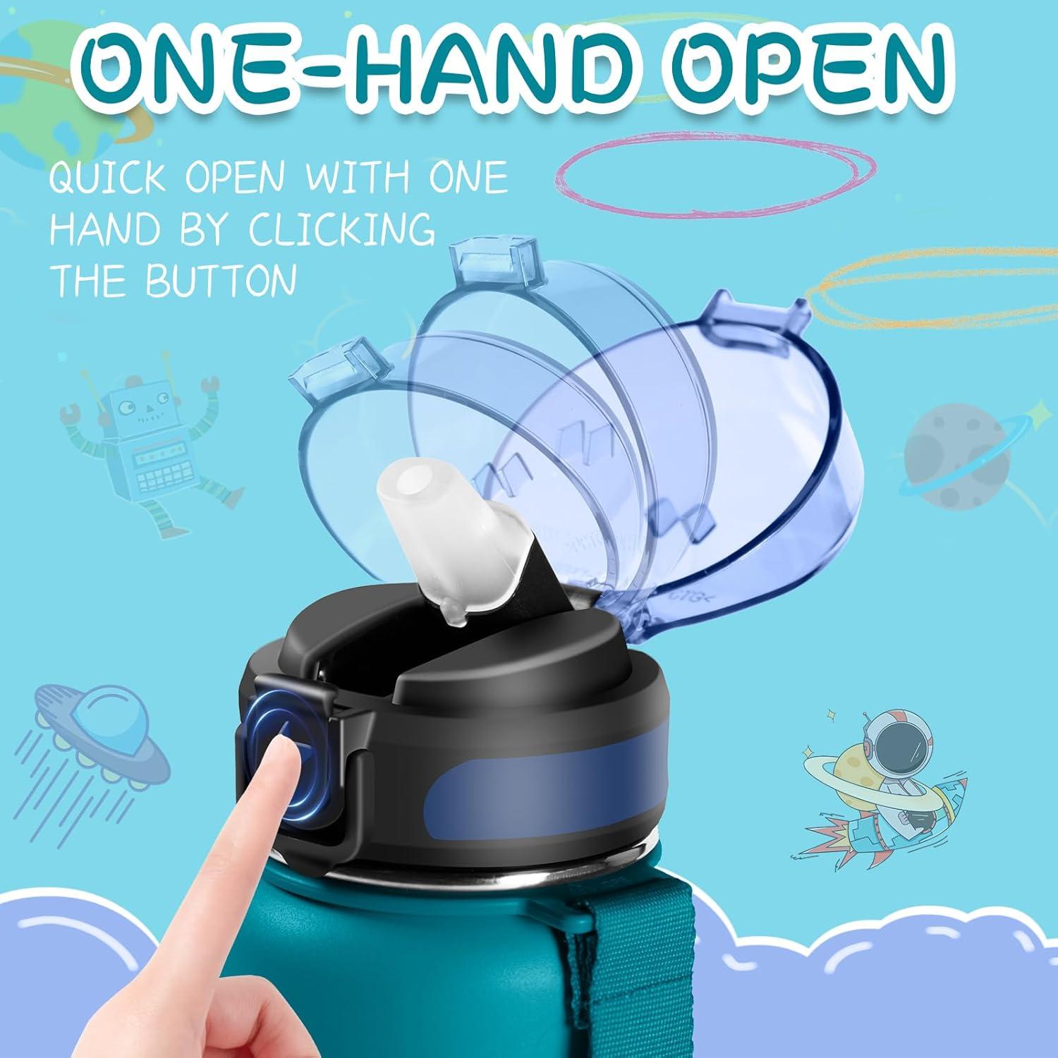 imageGrsta gourde Isotherme 1L Paille sans BPA Bouteille sous Vide Double Paroi AntiFuite Mtal Sport Camping GymDark Greenblue