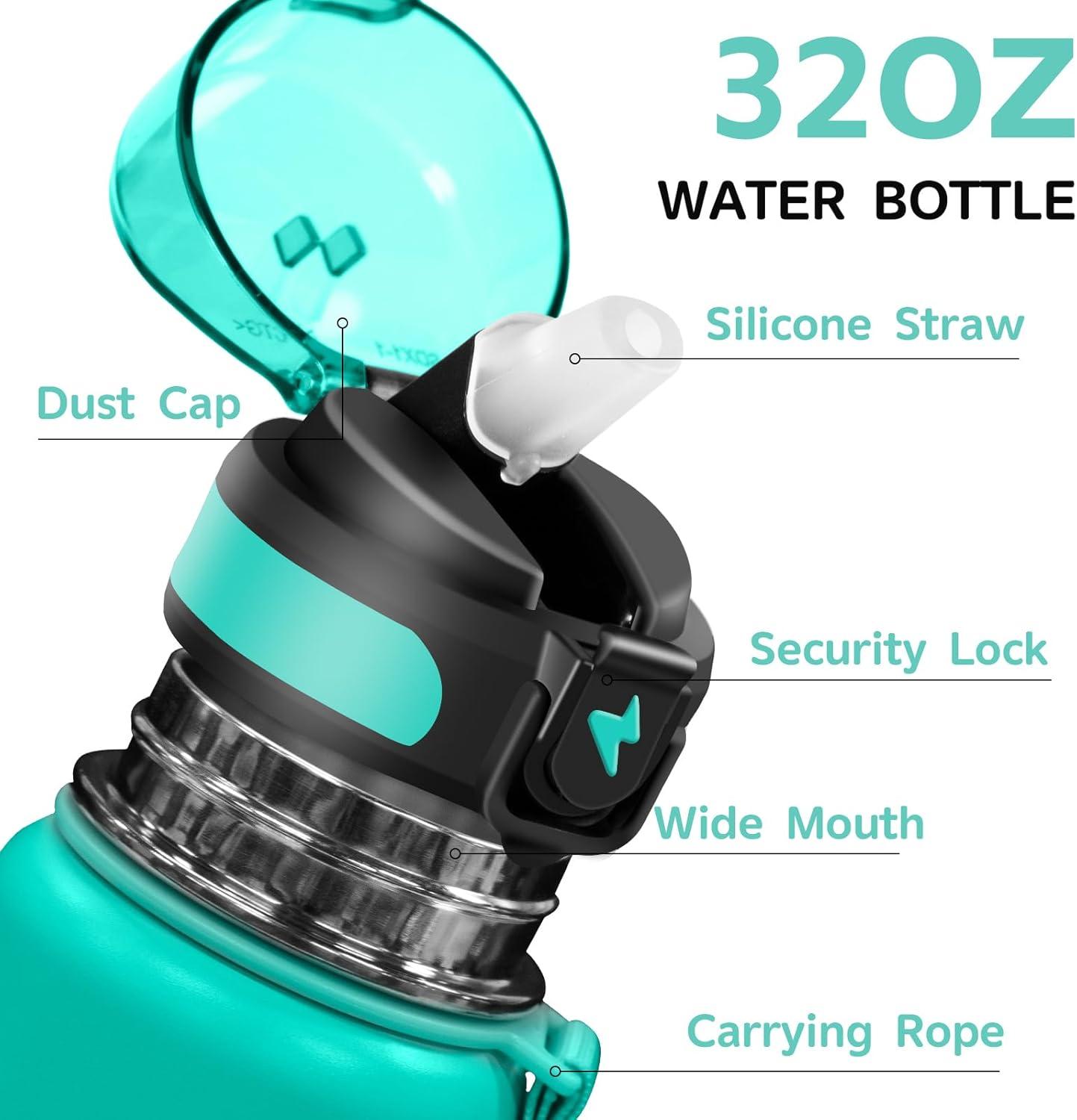 imageGrsta gourde Isotherme 1L Paille sans BPA Bouteille sous Vide Double Paroi AntiFuite Mtal Sport Camping GymGreenpink