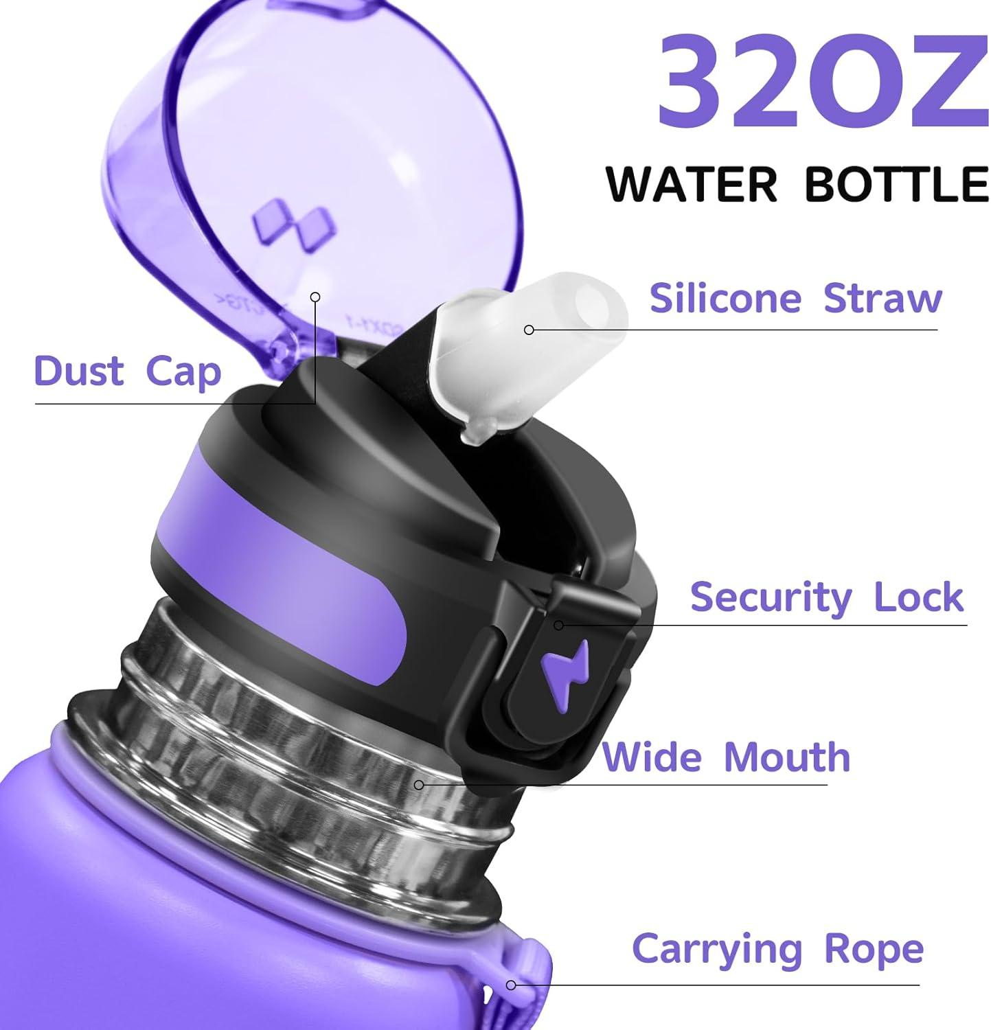 imageGrsta gourde Isotherme 1L Paille sans BPA Bouteille sous Vide Double Paroi AntiFuite Mtal Sport Camping GymPurpleblue
