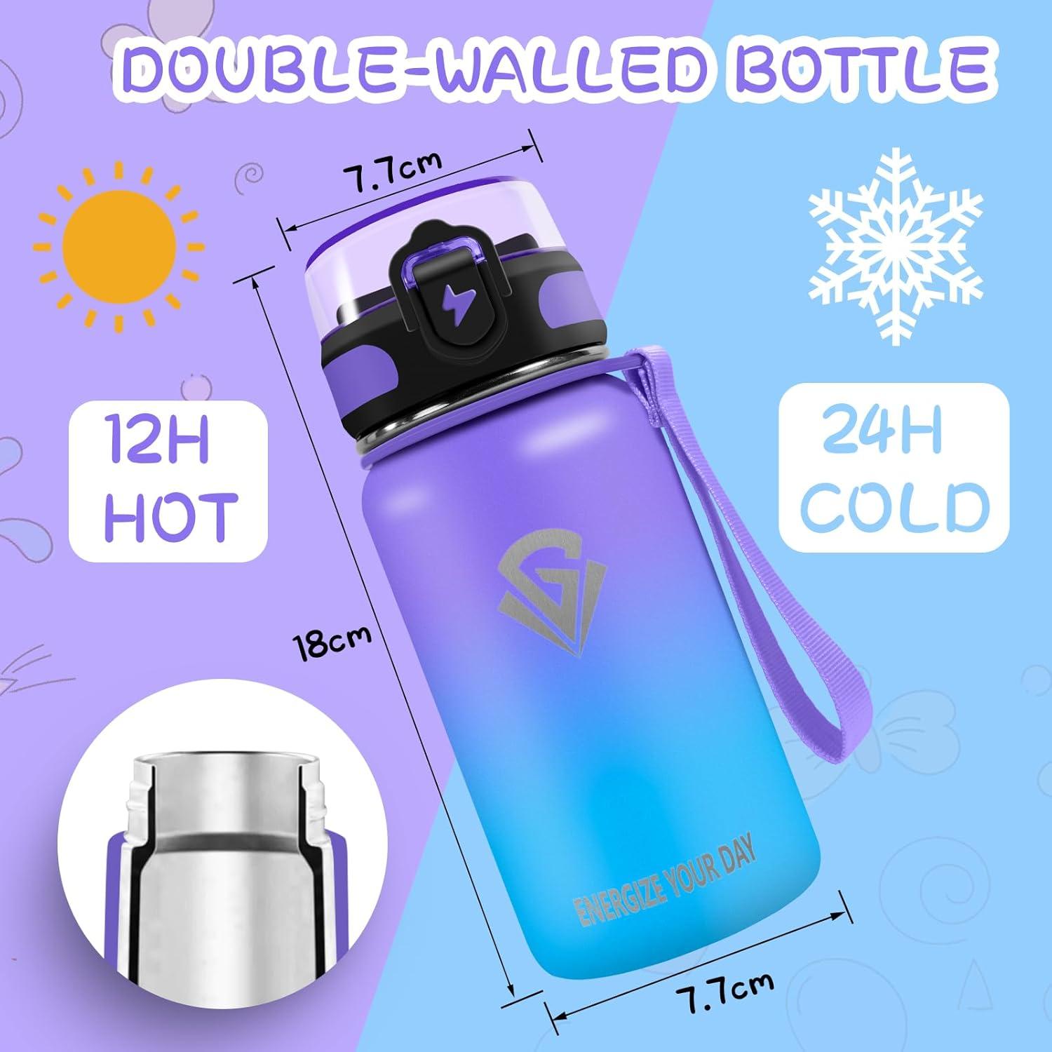 imageGrsta gourde Isotherme 1L Paille sans BPA Bouteille sous Vide Double Paroi AntiFuite Mtal Sport Camping GymPurpleblue