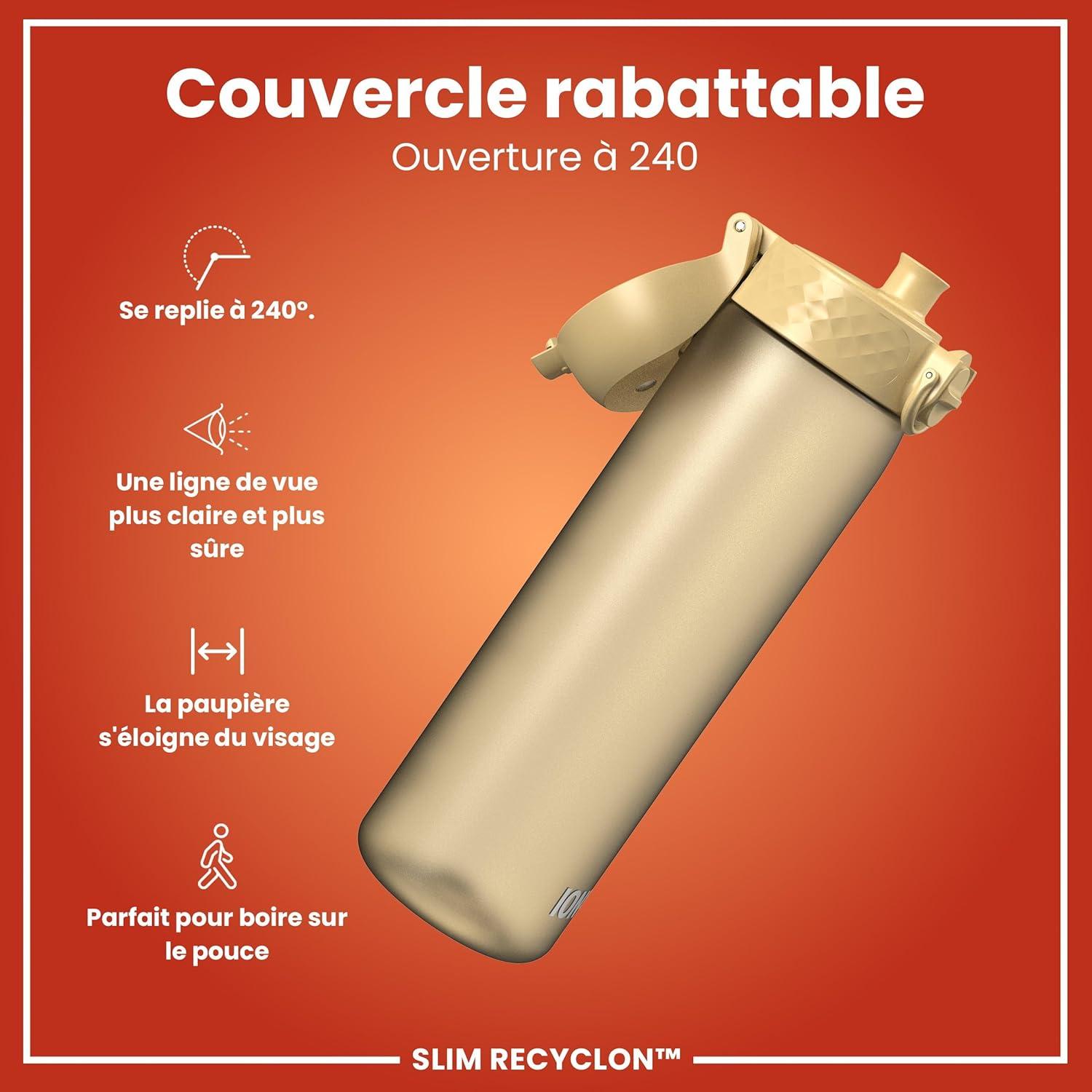 imageIon8 Gourde 500ml AntiFuite Facile Ouvrir Verrouillage Scuris Lavable en Lavevaisselle Sans BPA Poigne de Transport Sadapte aux Portegobelets Facile NettoyerDsert