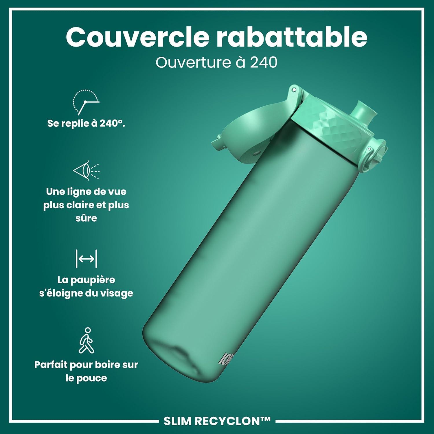 imageIon8 Gourde 500ml AntiFuite Facile Ouvrir Verrouillage Scuris Lavable en Lavevaisselle Sans BPA Poigne de Transport Sadapte aux Portegobelets Facile NettoyerSarcelle