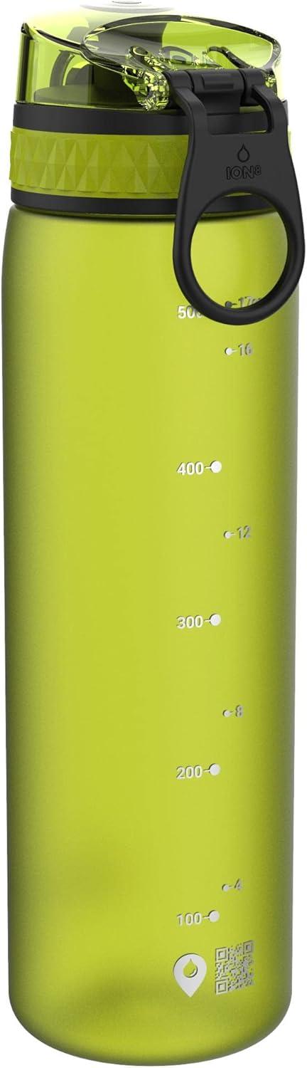 imageIon8 Gourde 500ml AntiFuite Facile Ouvrir Verrouillage Scuris Lavable en Lavevaisselle Sans BPA Poigne de Transport Sadapte aux Portegobelets Facile NettoyerVert