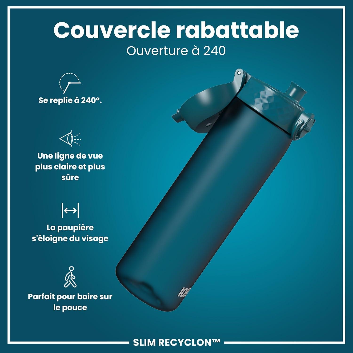 imageIon8 Gourde 500ml AntiFuite Facile Ouvrir Verrouillage Scuris Lavable en Lavevaisselle Sans BPA Poigne de Transport Sadapte aux Portegobelets Facile NettoyerSarcelle Profond