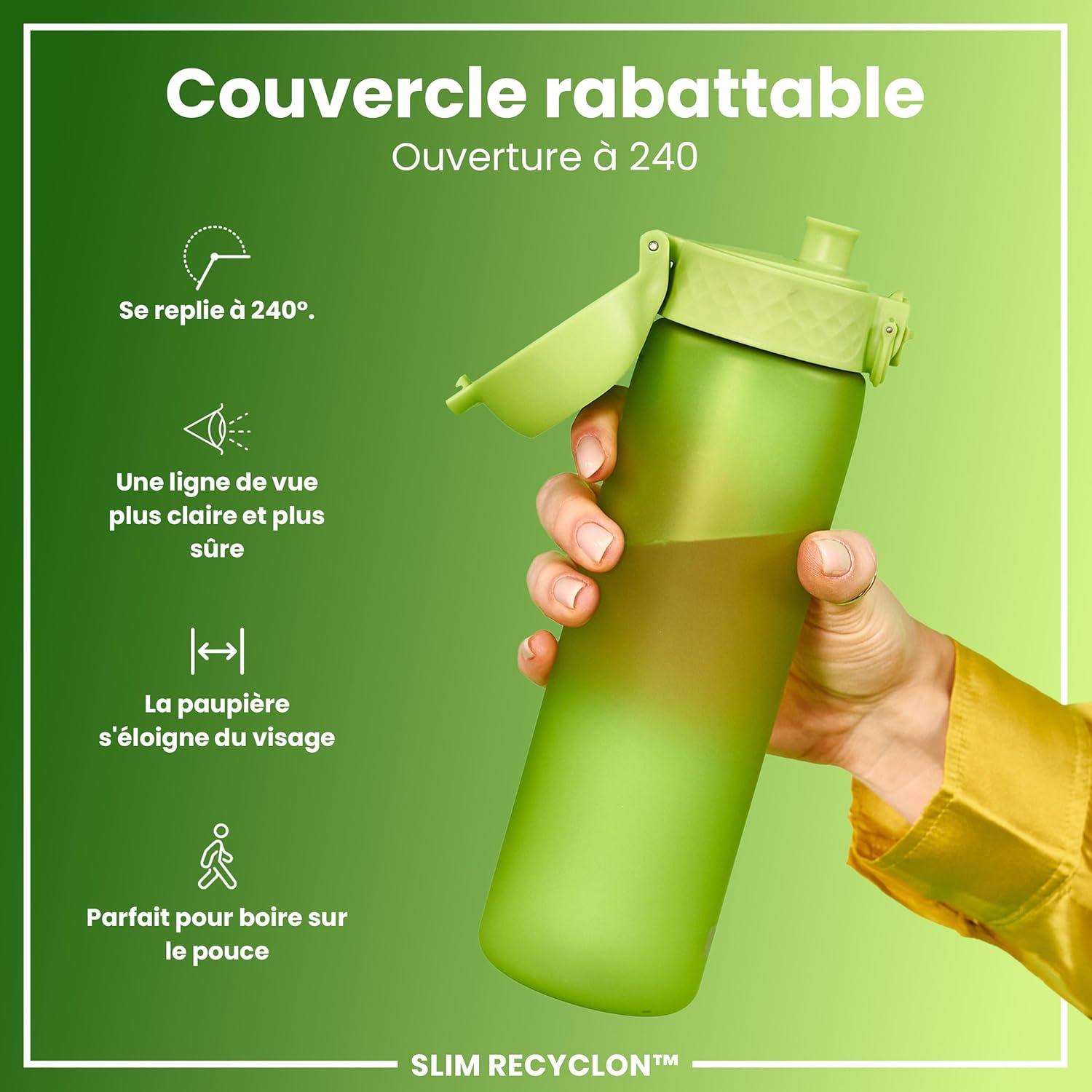 imageIon8 Gourde 500ml AntiFuite Facile Ouvrir Verrouillage Scuris Lavable en Lavevaisselle Sans BPA Poigne de Transport Sadapte aux Portegobelets Facile NettoyerVert
