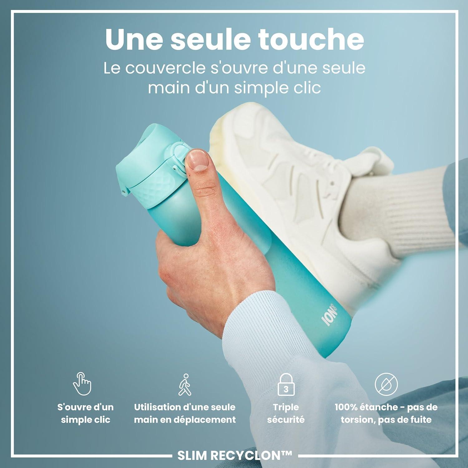 imageIon8 Gourde 500ml AntiFuite Facile Ouvrir Verrouillage Scuris Lavable en Lavevaisselle Sans BPA Poigne de Transport Sadapte aux Portegobelets Facile NettoyerBleu Sonique