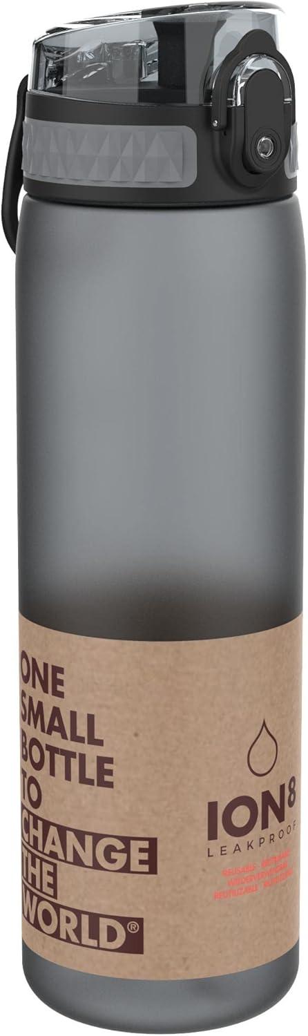 imageIon8 Gourde 500ml AntiFuite Facile Ouvrir Verrouillage Scuris Lavable en Lavevaisselle Sans BPA Poigne de Transport Sadapte aux Portegobelets Facile NettoyerGris