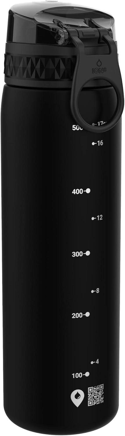 imageIon8 Gourde 500ml AntiFuite Facile Ouvrir Verrouillage Scuris Lavable en Lavevaisselle Sans BPA Poigne de Transport Sadapte aux Portegobelets Facile NettoyerNoir