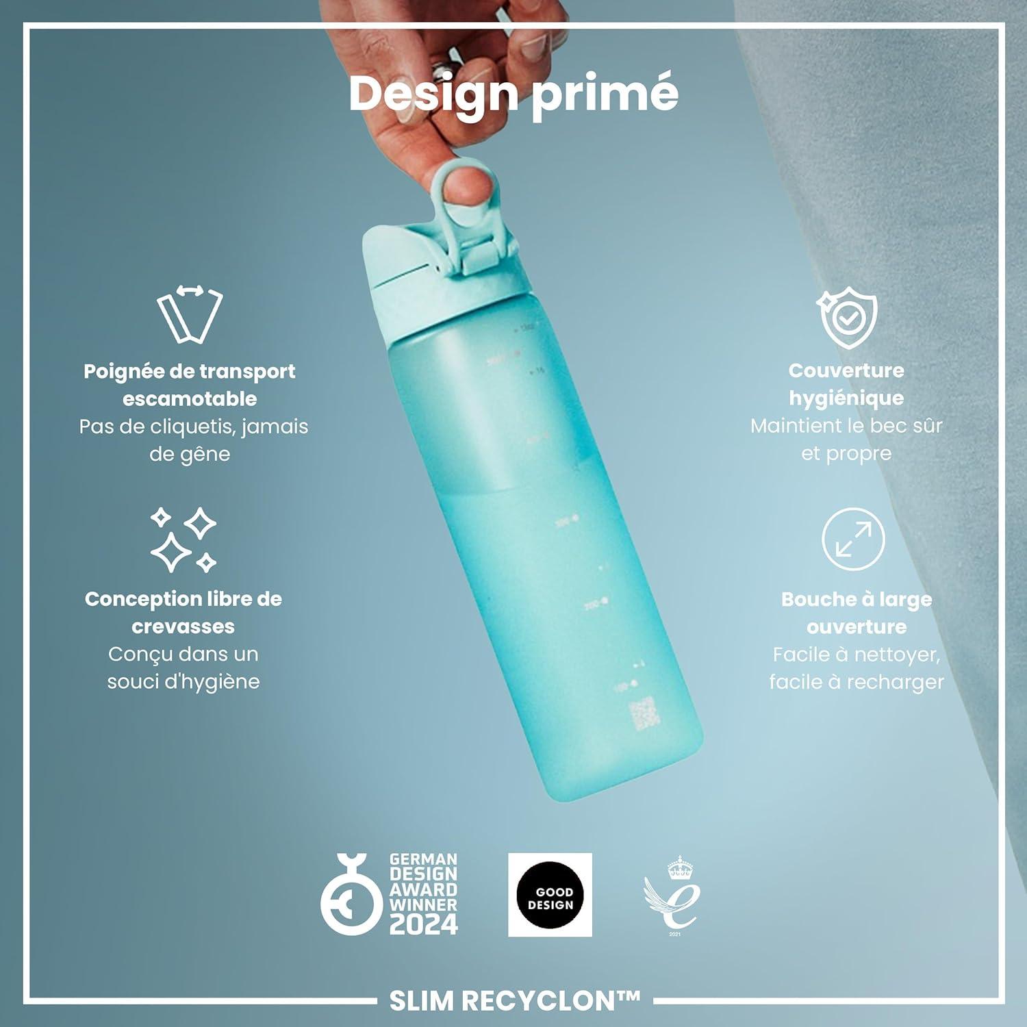 imageIon8 Gourde 500ml AntiFuite Facile Ouvrir Verrouillage Scuris Lavable en Lavevaisselle Sans BPA Poigne de Transport Sadapte aux Portegobelets Facile NettoyerBleu Sonique