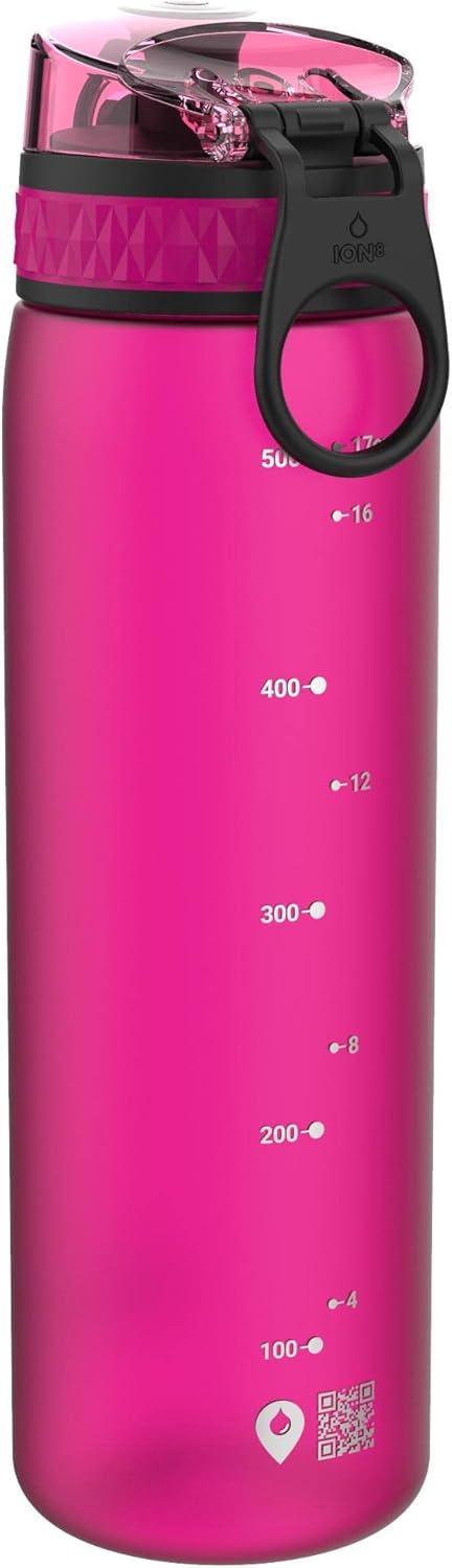 imageIon8 Gourde 500ml AntiFuite Facile Ouvrir Verrouillage Scuris Lavable en Lavevaisselle Sans BPA Poigne de Transport Sadapte aux Portegobelets Facile NettoyerRose