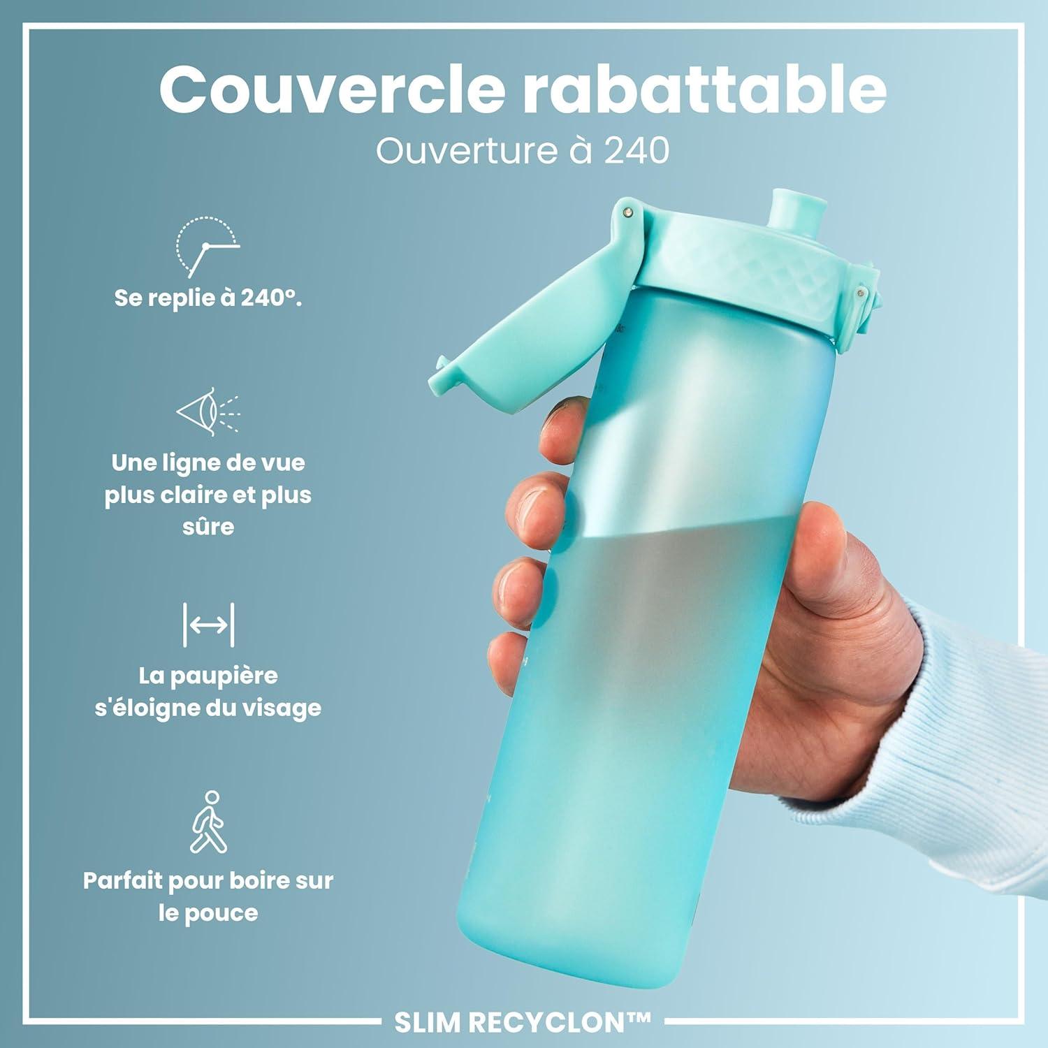 imageIon8 Gourde 500ml AntiFuite Facile Ouvrir Verrouillage Scuris Lavable en Lavevaisselle Sans BPA Poigne de Transport Sadapte aux Portegobelets Facile NettoyerBleu Sonique