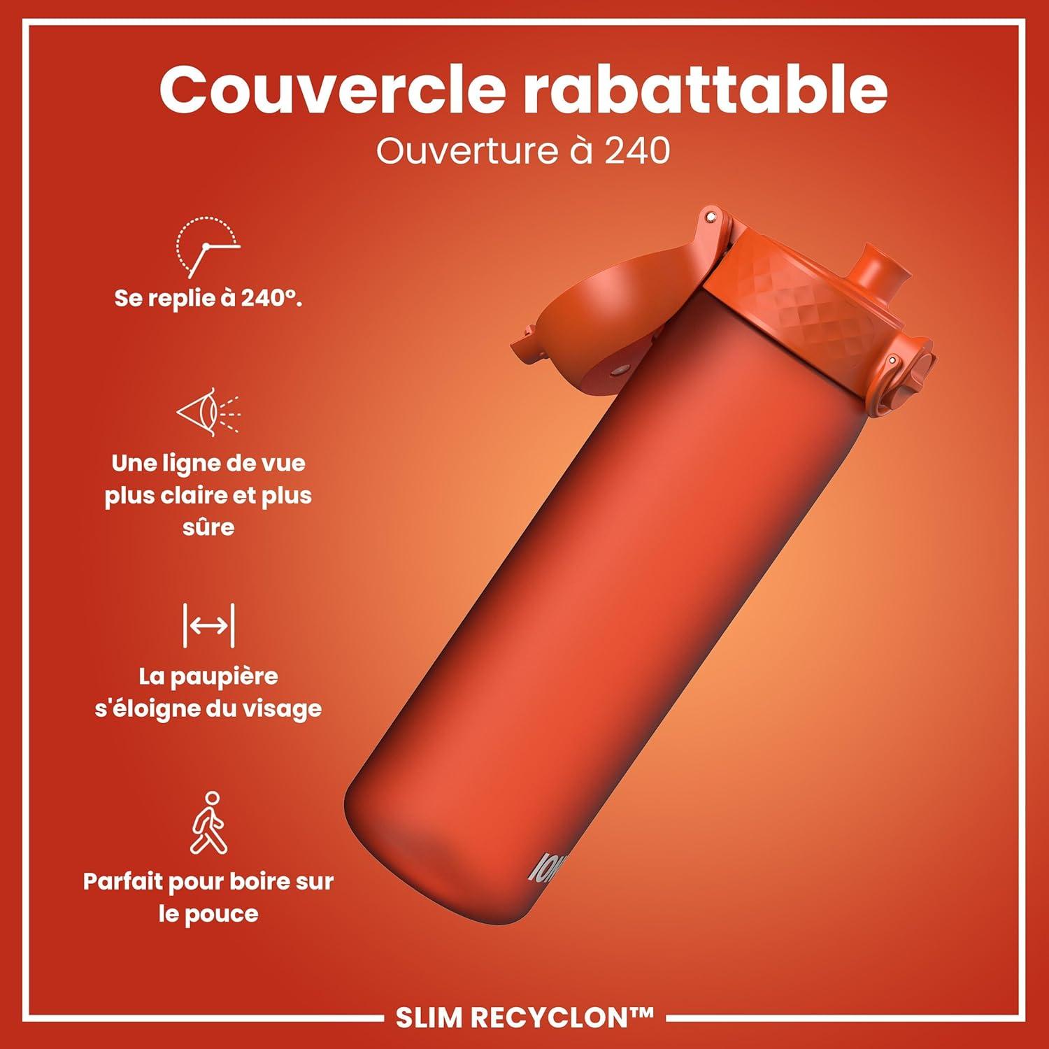 imageIon8 Gourde 500ml AntiFuite Facile Ouvrir Verrouillage Scuris Lavable en Lavevaisselle Sans BPA Poigne de Transport Sadapte aux Portegobelets Facile NettoyerOrange
